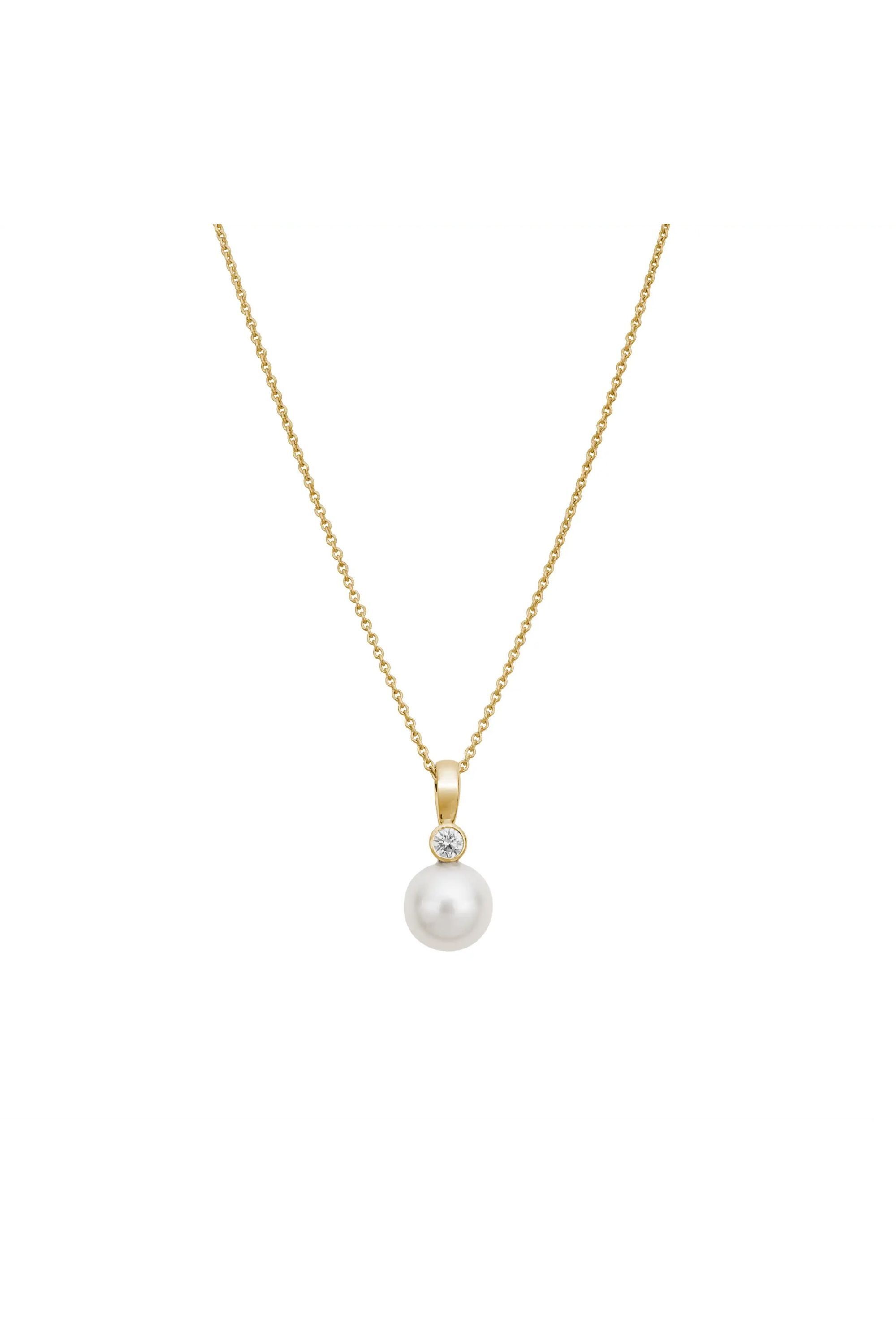 LYOMI Kette mit Anhänger »585/- Gelbgold synth. Diam. 0,10ct. Perle«