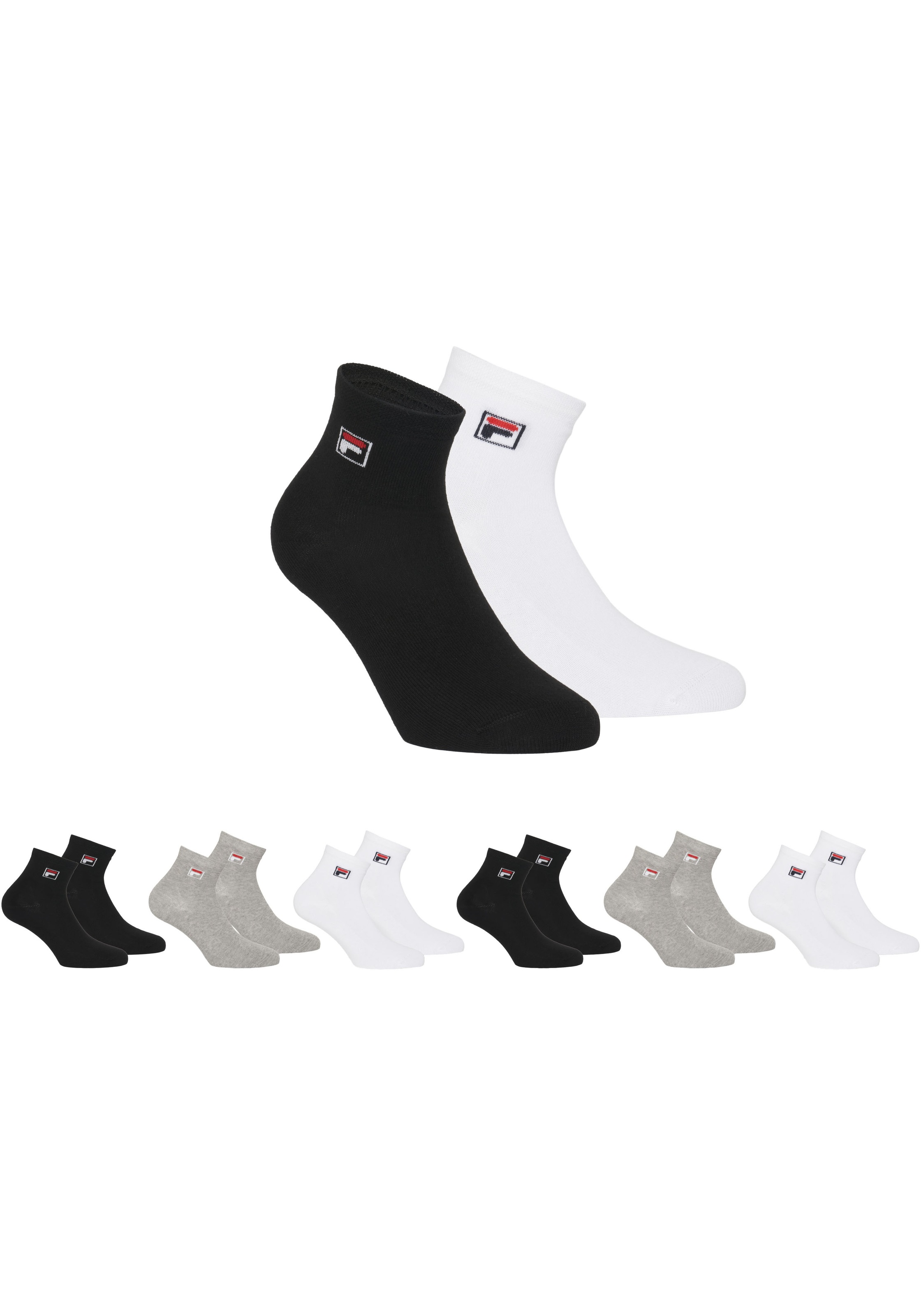 Fila Kurzsocken "UNISEX QUARTER PLAIN SOCKS" 6er Pack, 6 Stk. tlg. mit Logo günstig online kaufen