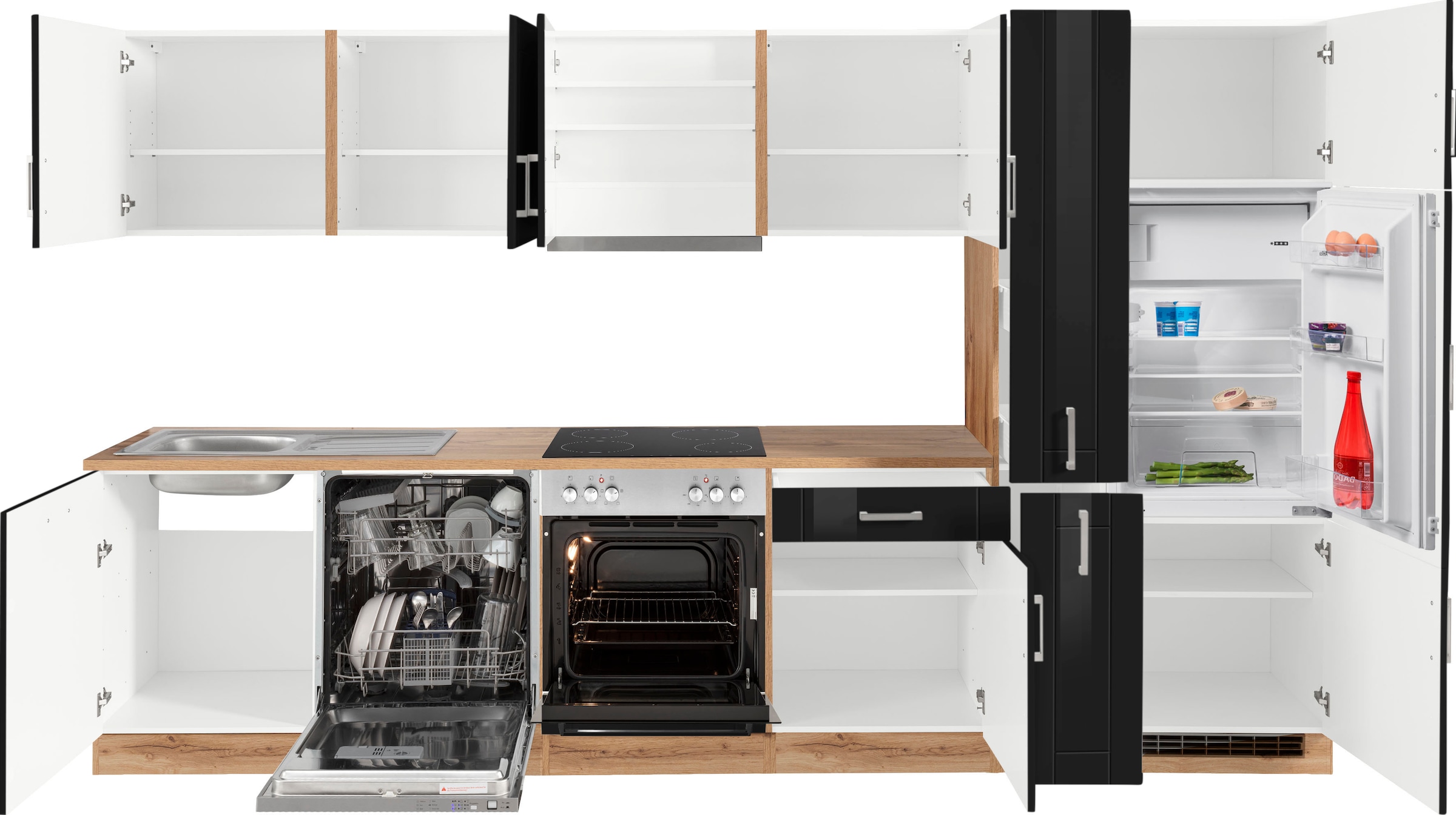 KOCHSTATION Küchenzeile »KS-Tinnum«, mit E-Geräten, Breite 330 cm