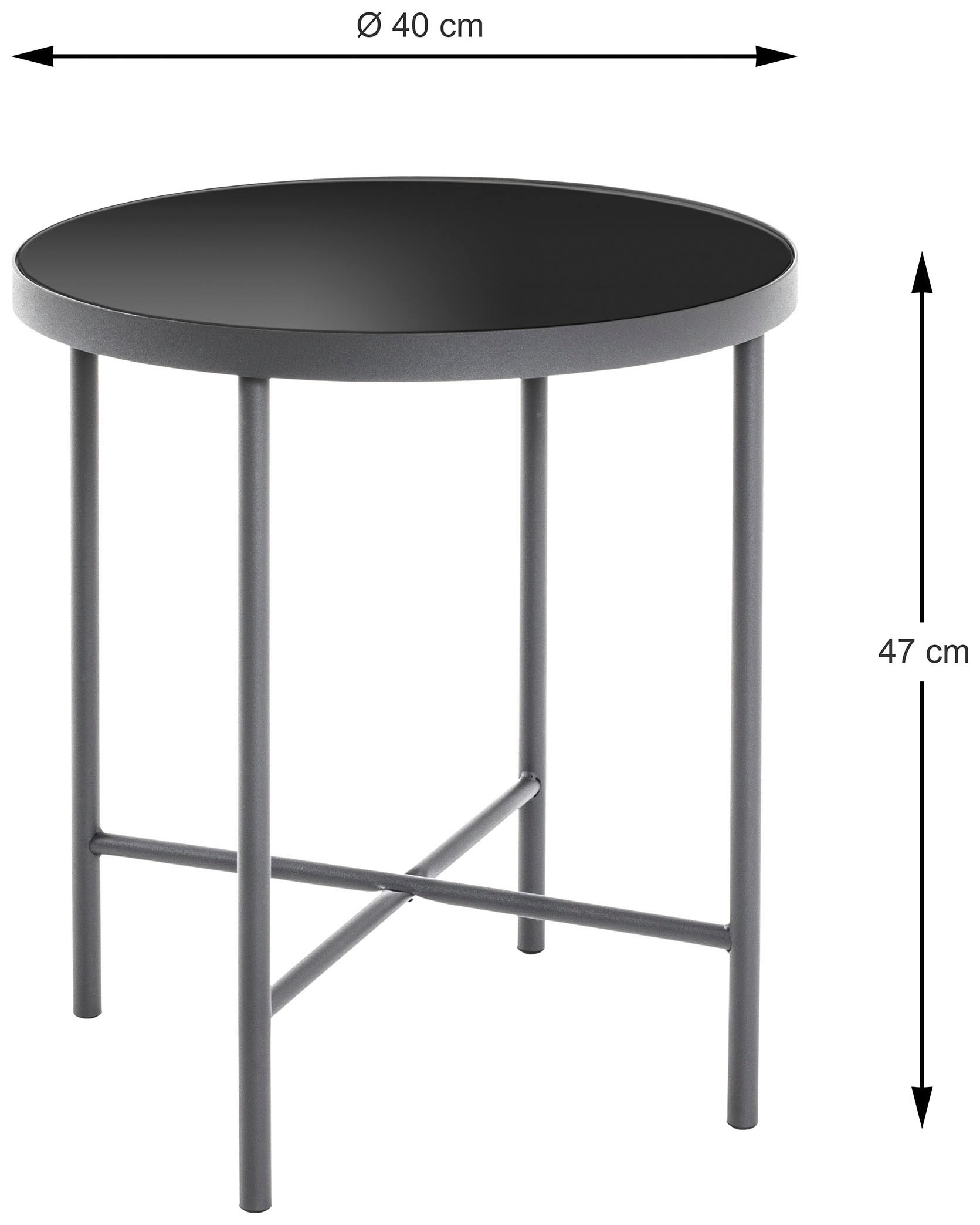 HAKU Beistelltisch »Sofatisch, Wohnzimmertisch« 1 Stk. tlg. rund - aus Metall Anthrazit - Ø/H 40/47 cm