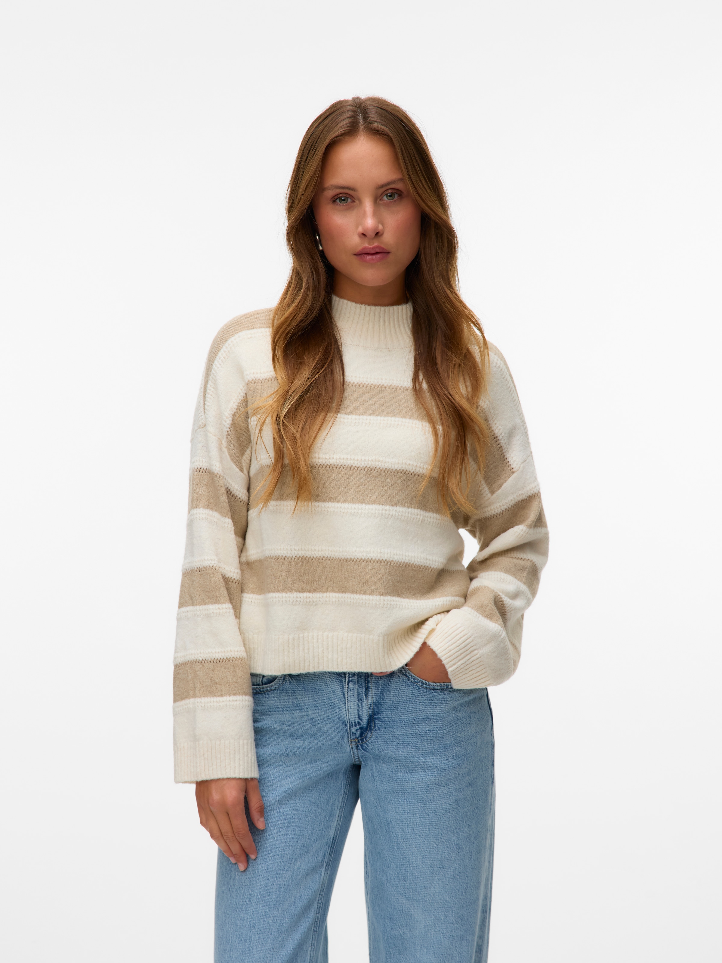Vero Moda Strickpullover "VMINEZ LS HIGHNECK SHORT PULLOVER BOO" günstig online kaufen