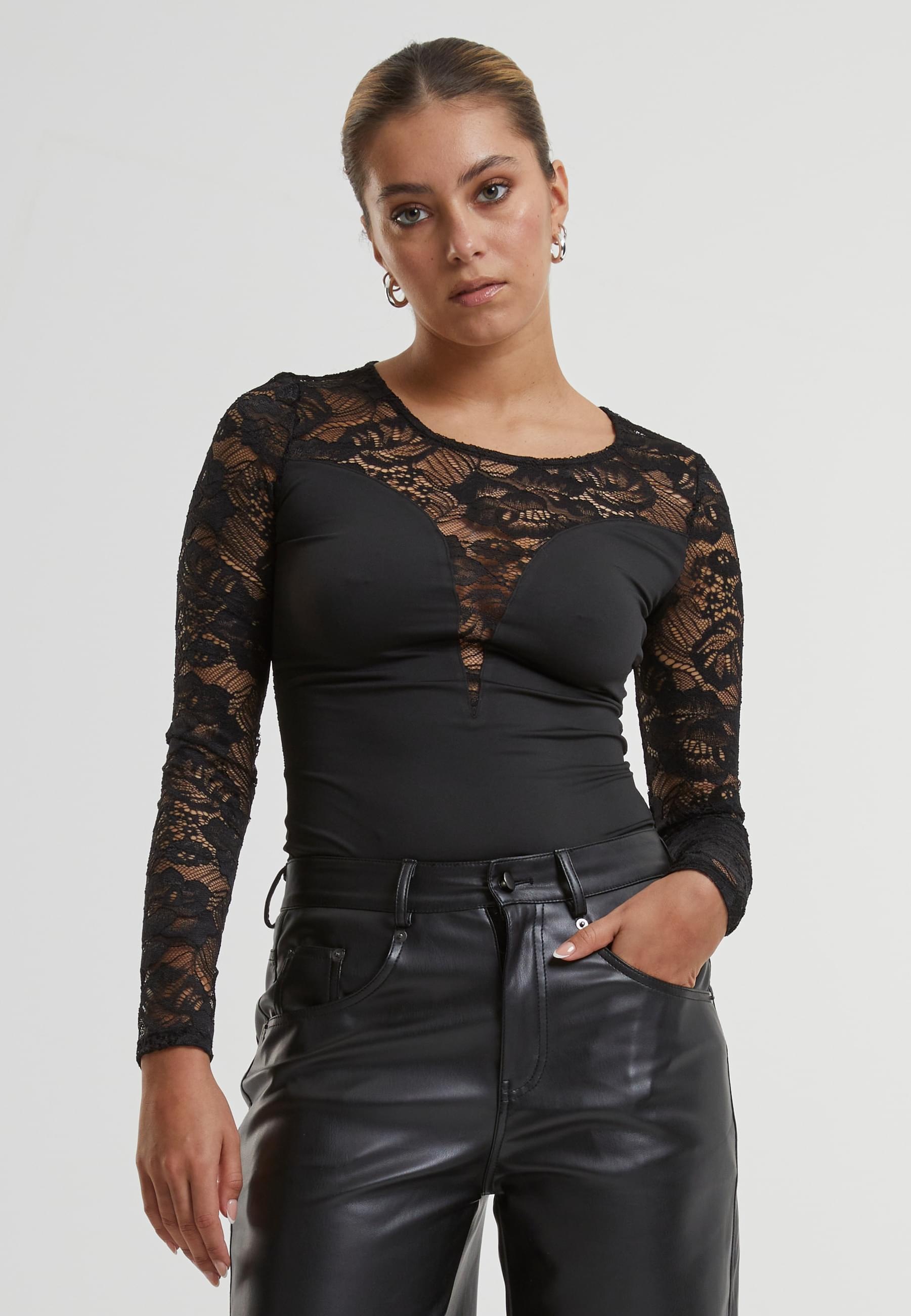 Thumbnail - URBAN CLASSICS Body "Urban Classics Ladies Round Neck Lace Body"