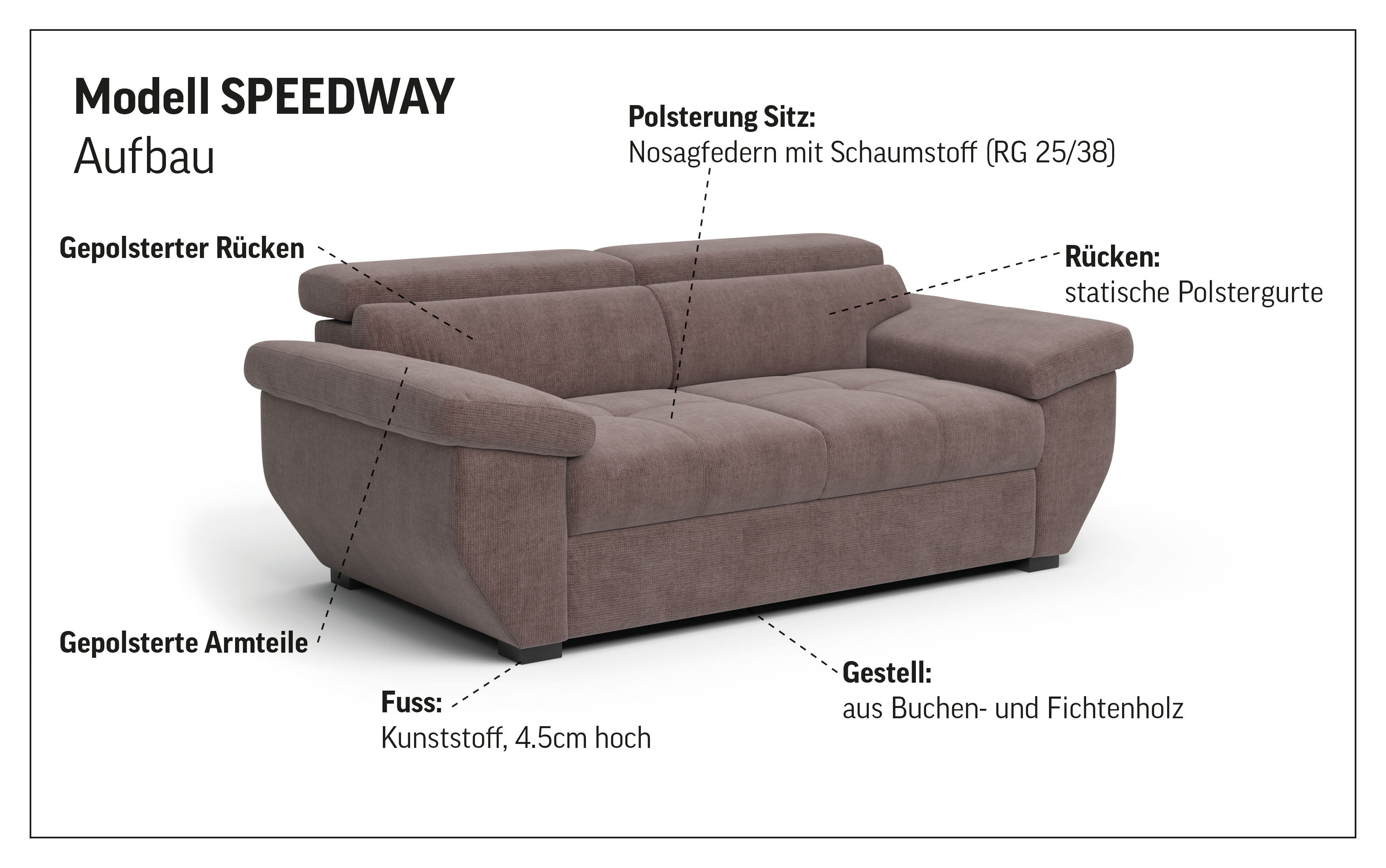 Thumbnail - COTTA 2-Sitzer "Speedway", Big-Sofa mit Kopfteilverstellung