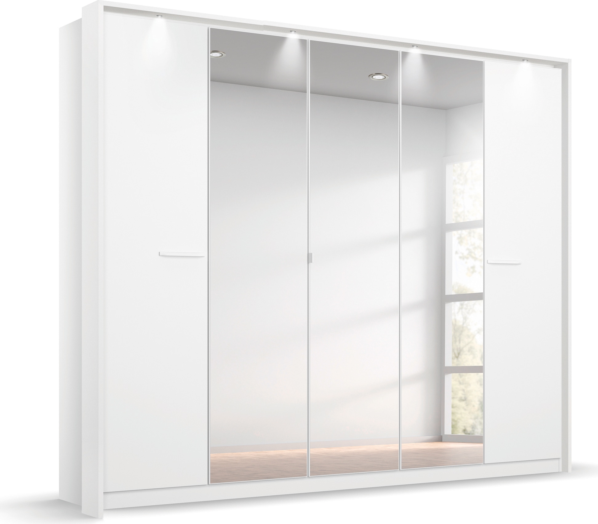 OTTO home Kleiderschrank "Mehrzweckschrank Aktenschrank Möbel Mietswohnung Schlafzimmer OTELI" erhältlich in Breiten 230/275 cm inkl. Innenschubladen und extra Böden, inkl. Passepartout optional mit Beleuchtung MADE IN GERMANY
