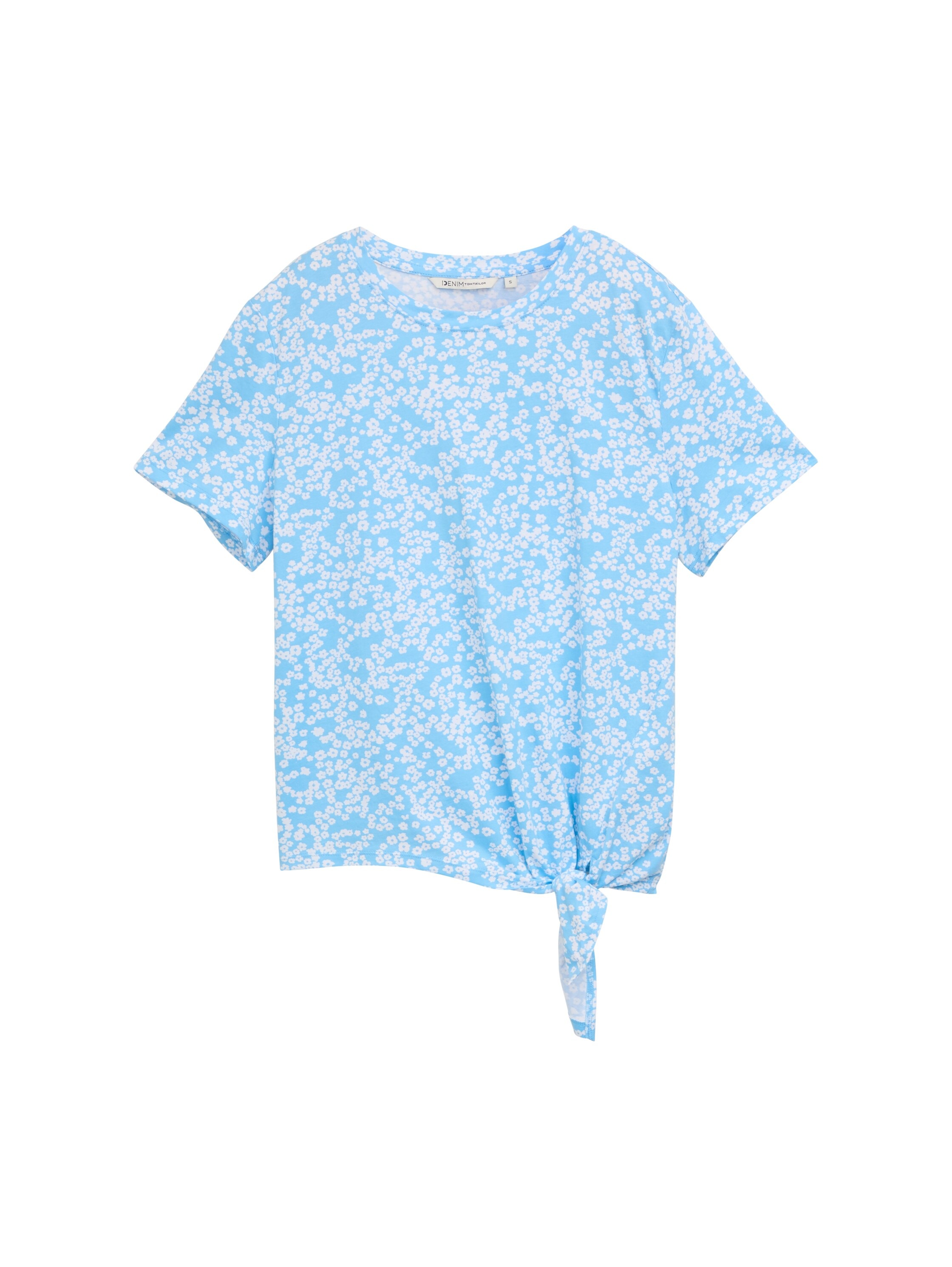 TOM TAILOR Denim T-Shirt, mit Minimalprint und seitlichem Knoten