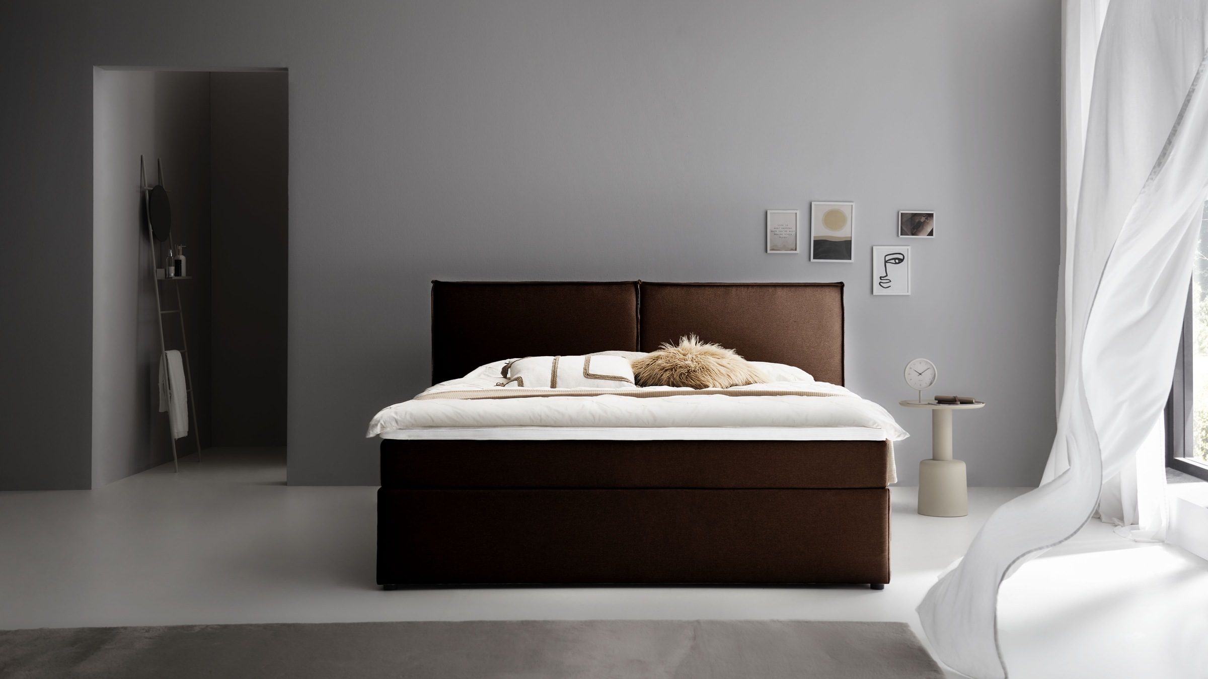 ATLANTIC home collection Boxbett "NIKITA" bodentiefes Bett, wahlweise mit Matratze und Topper