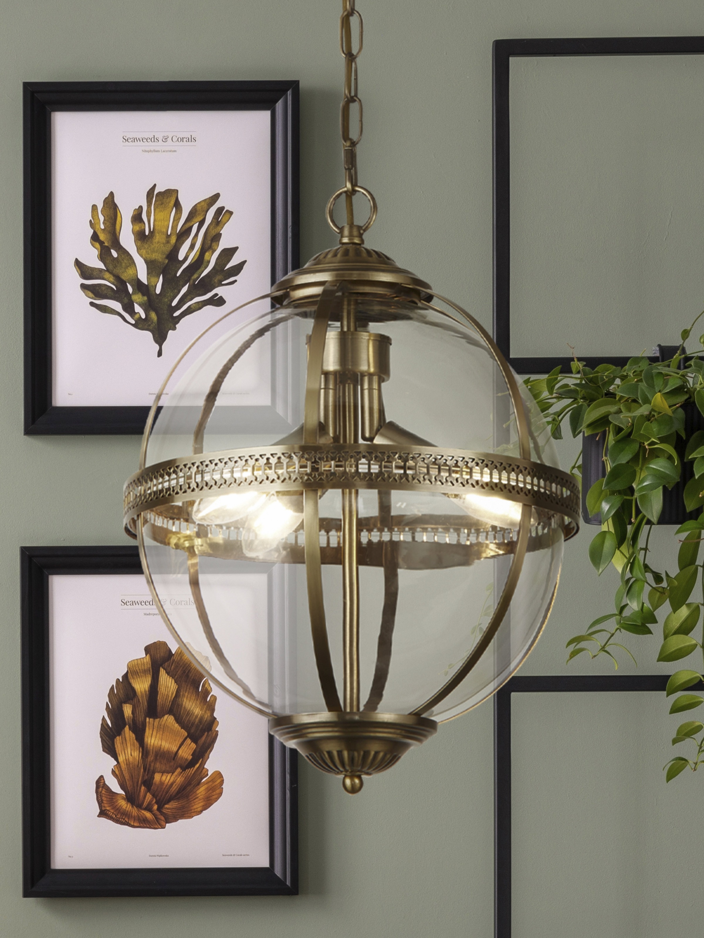 Searchlight Pendelleuchte »Coronet 3Lt Pendelleuchte - Antikes Messing und Glas« E14 1 Stk.