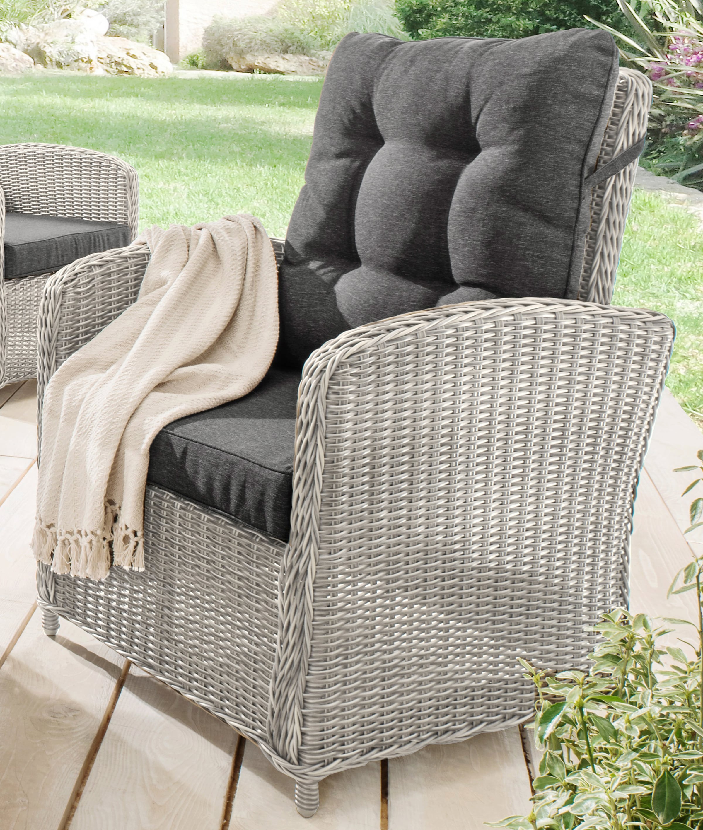 Destiny Loungesessel »MERANO«, Aluminium, Polyrattan, inkl. Auflagen