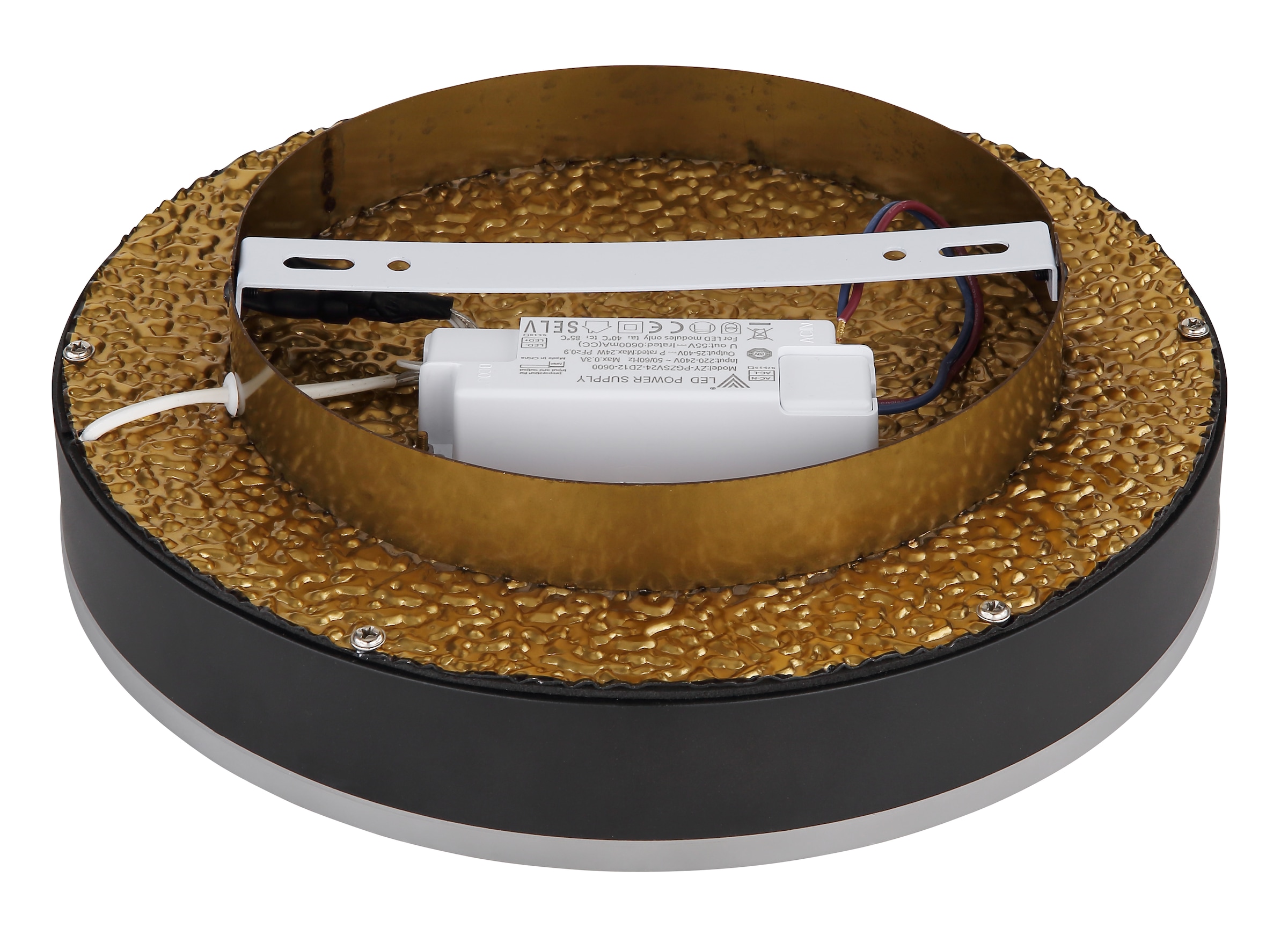 GLOBO LIGHTING Deckenleuchte »HEDI« LED-Modul 1 Stk. Warmweiß Schwarze Deckenleuchte mit Goldakzenten, Silikon weiß, LED 24W