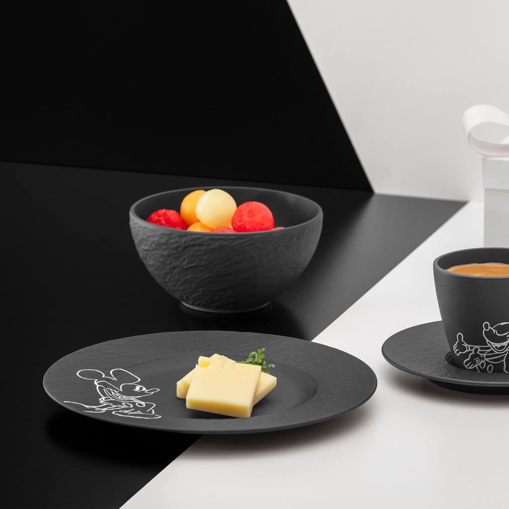 Villeroy & Boch Frühstücksteller »Frühstücks-/Dessertteller Manufacture Rock Mickey Mouse ø 21,7 cm 6er Set schwarz« Spülmaschinenfest, Mikrowellensicher