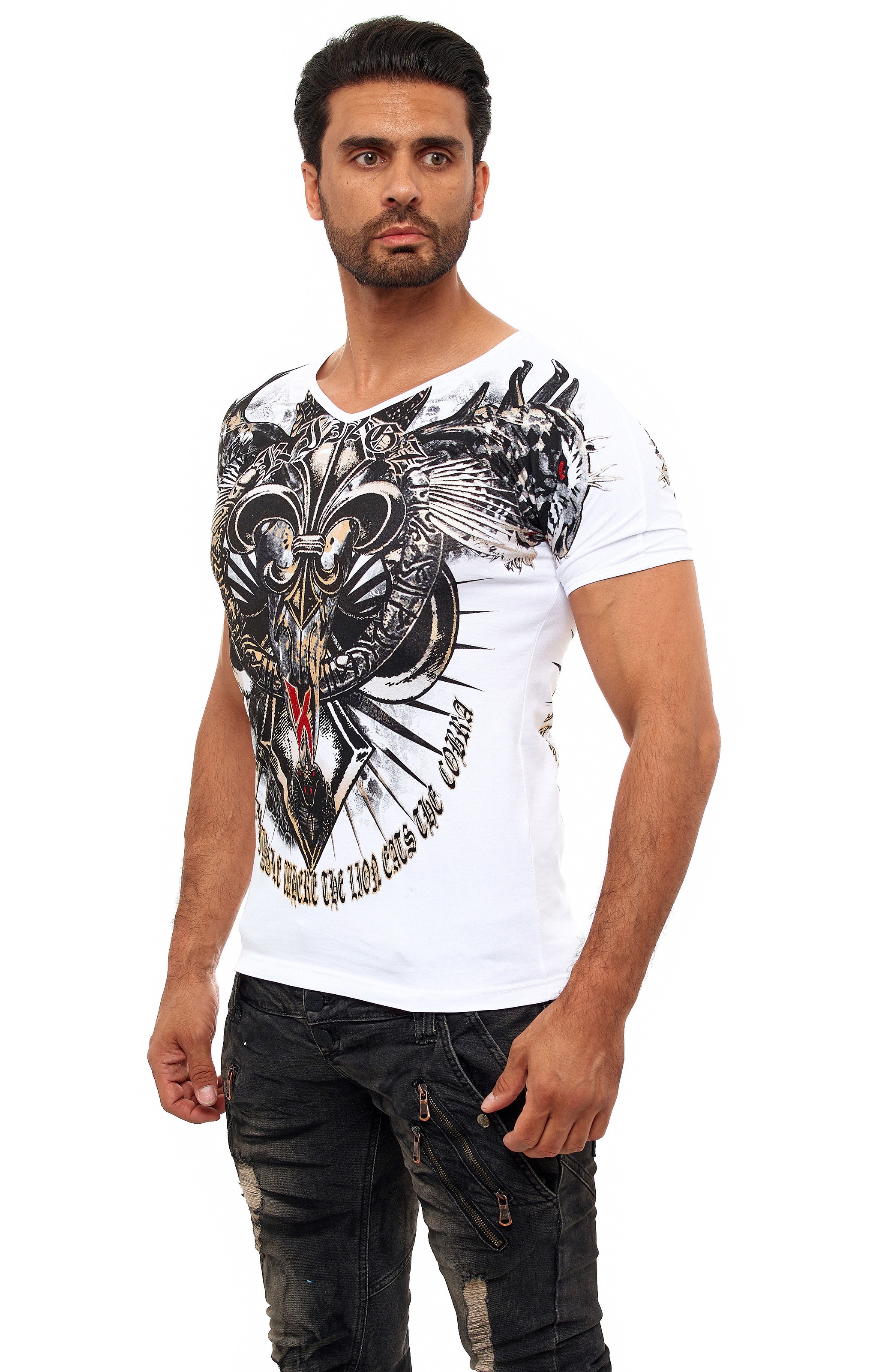 KINGZ T-Shirt, mit ausgefallenem Cobra-Lilien-Print