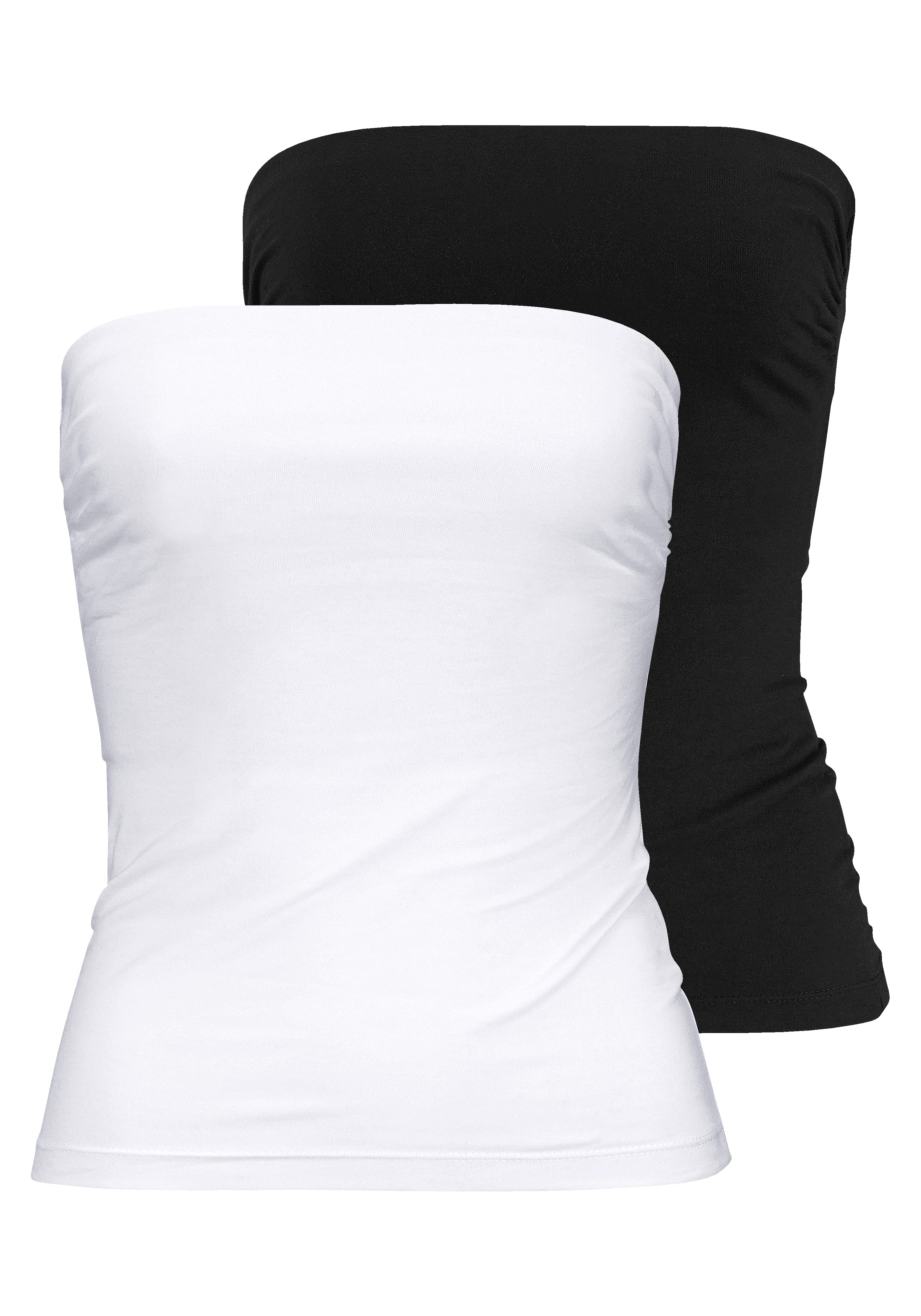 Melrose Bandeautop Packung, 2 Stk. mit Raffung an der Naht, durchgestepptes günstig online kaufen