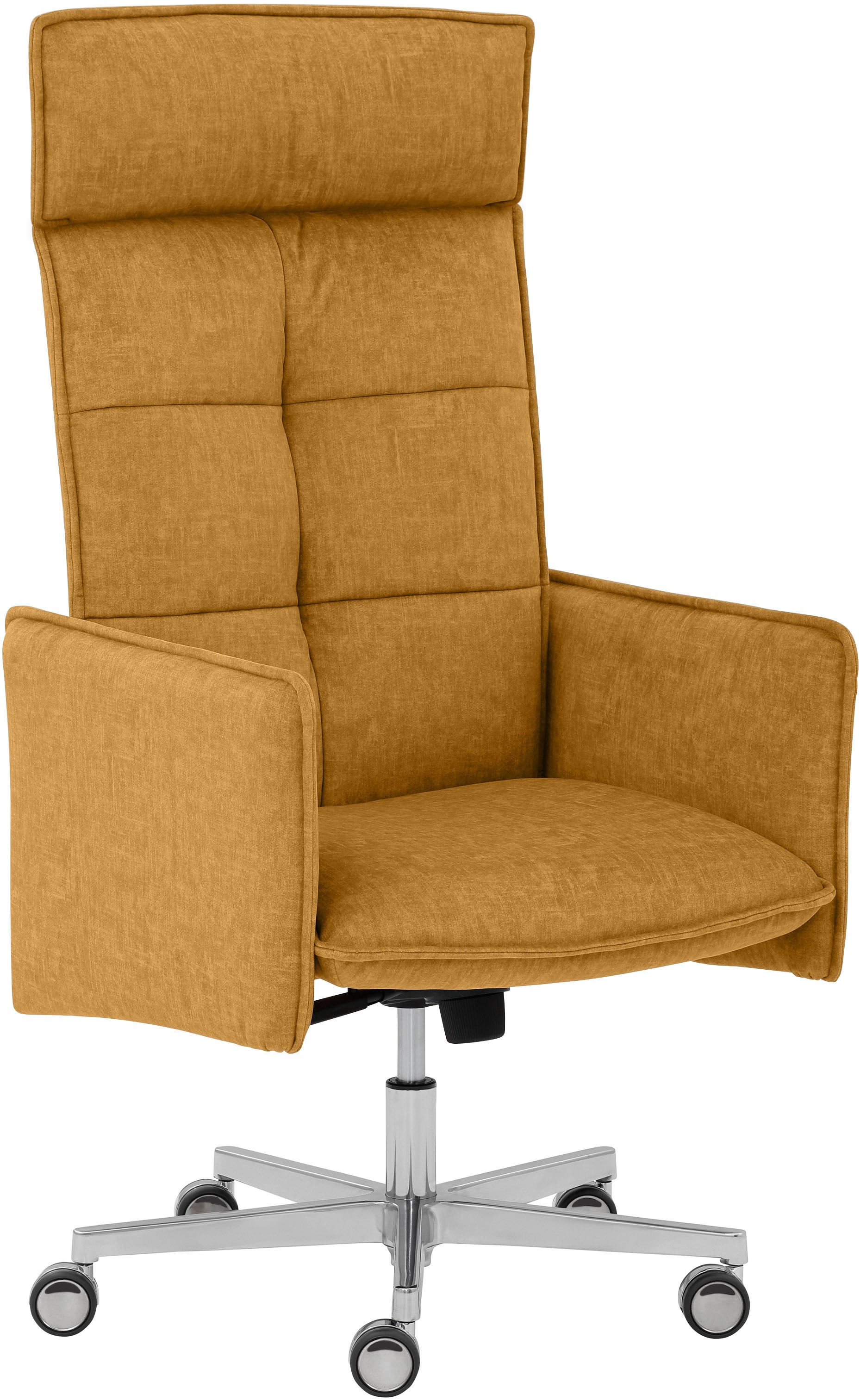 Drehstuhl MAYER SITZMÖBEL, B:68cm H:120cm T:69cmsenf, aluminium, Stoff, Esszimmer, Stühle, "myCOSYWORXX Homeoffice Sessel", besonders bequem