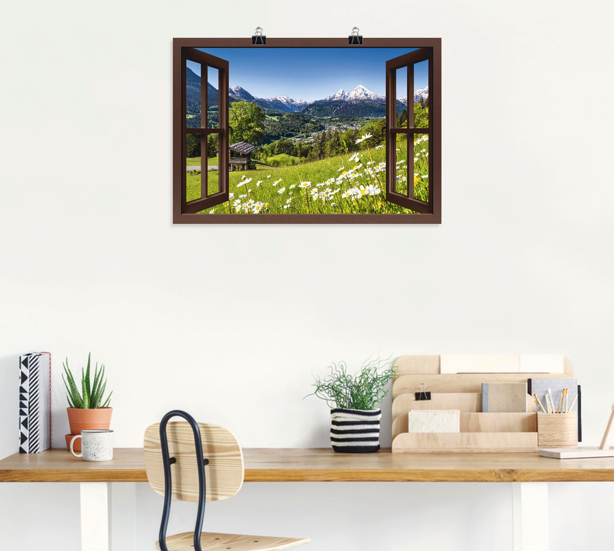 Artland Wandbild »Fensterblick Bayerischen Alpen«, Berge, (1 St.), als Alubild, Outdoorbild, Leinwandbild, Poster, Wandaufkleber