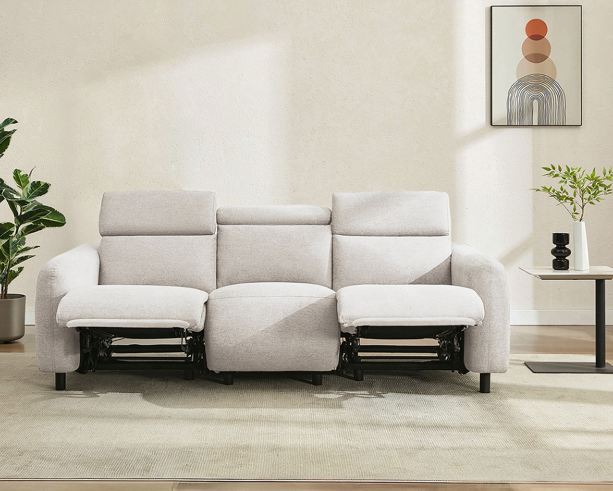 OTTO home 3-Sitzer "SKAANE Struktur-Sofa, 229 cm, manuelle-u. elektrische Relaxfunktion" 229cm, Kopfteilverstllg. und man. o. elektr. Relaxfunktion in 2 Sitzen