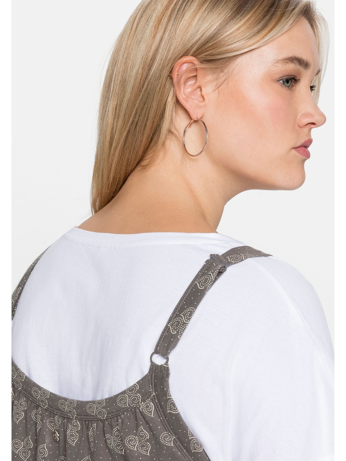 Sheego Jerseykleid »Große Größen«, inklusive Shirt, in A-Linie und Alloverdruck