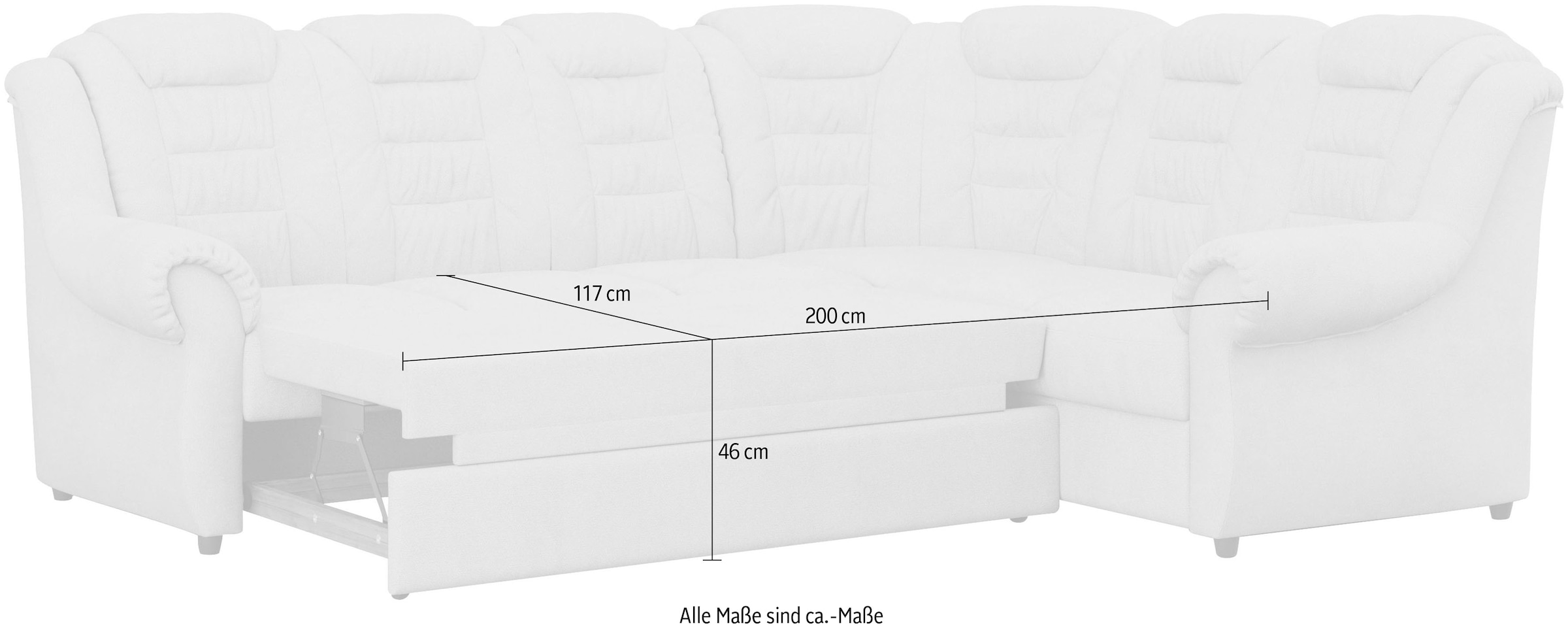 Home affaire Ecksofa »Boston L-Form«, mit hoher Rückenlehne, optional mit Bettfunktion und Stauraum