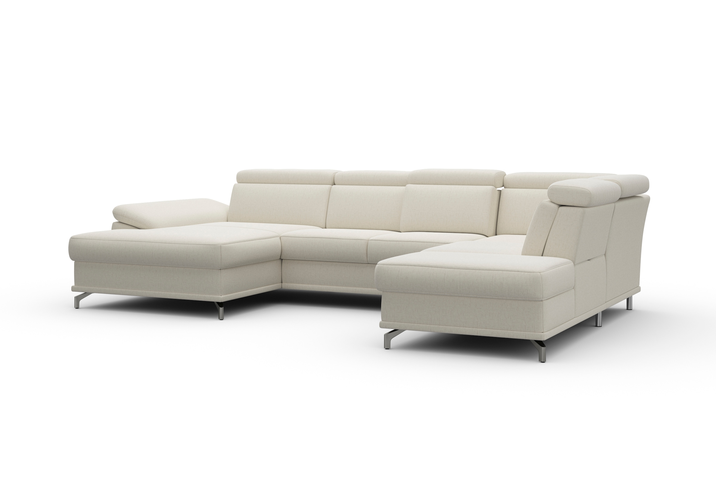sit&more Wohnlandschaft »Cabrio U-Form, mit Sitztiefenverstellung, Arm- und Kopfteilverstellung«, 3 Nierenkissen, Federkern, optional Bettfunktion und Stauraum
