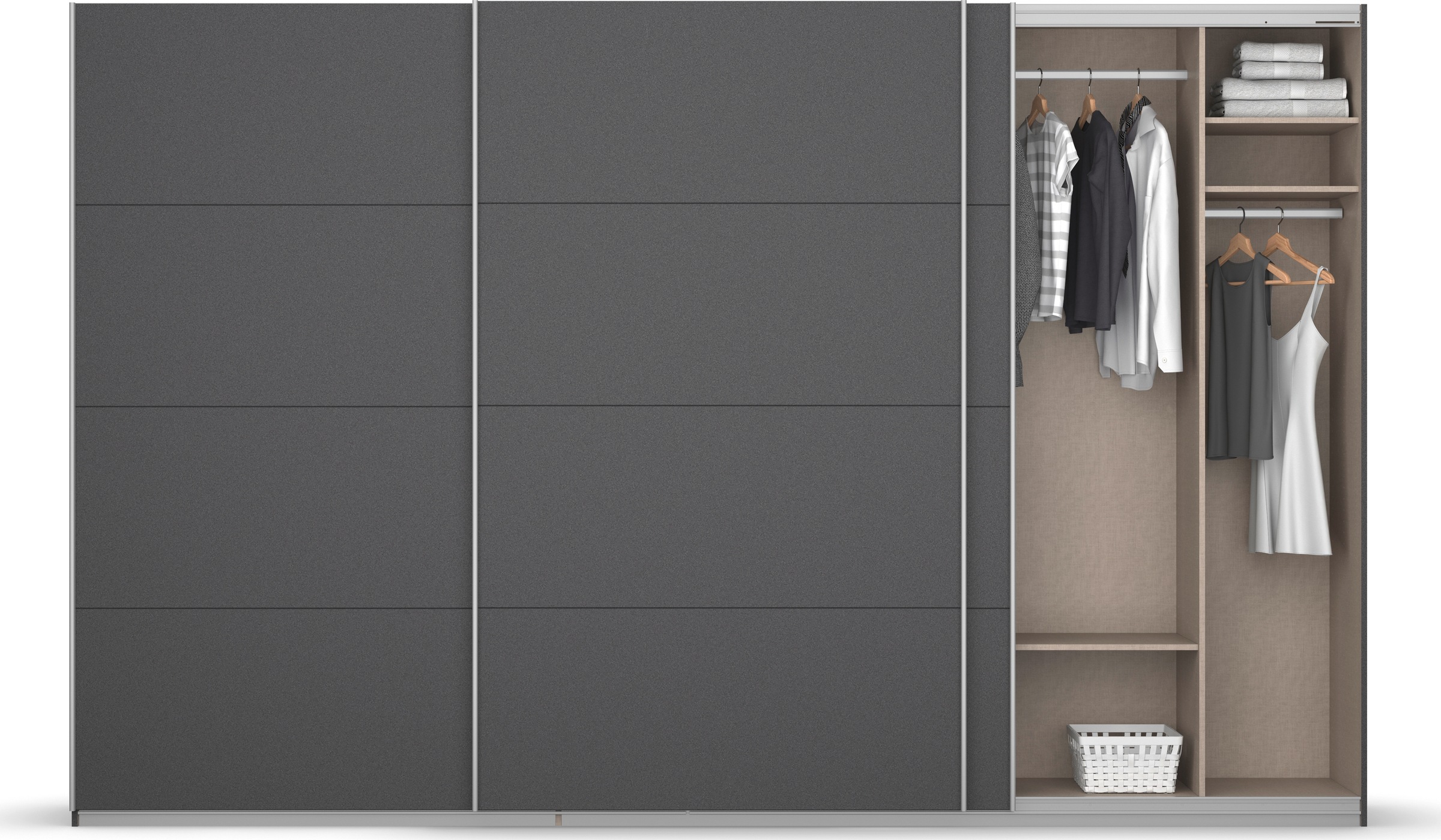 rauch Schwebetürenschrank »Kleiderschrank Schrank Garderobe KOLUNA mit Dekor-Front«, inkl. 2 Innenschubladen sowie extra Einlegeböden MADE IN GERMANY