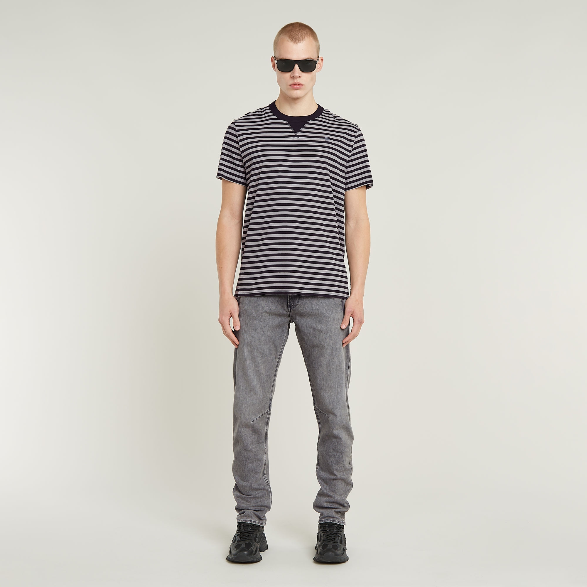 G-STAR T-Shirt »Nifous Stripe«, mit geripptem Einsatz vorne