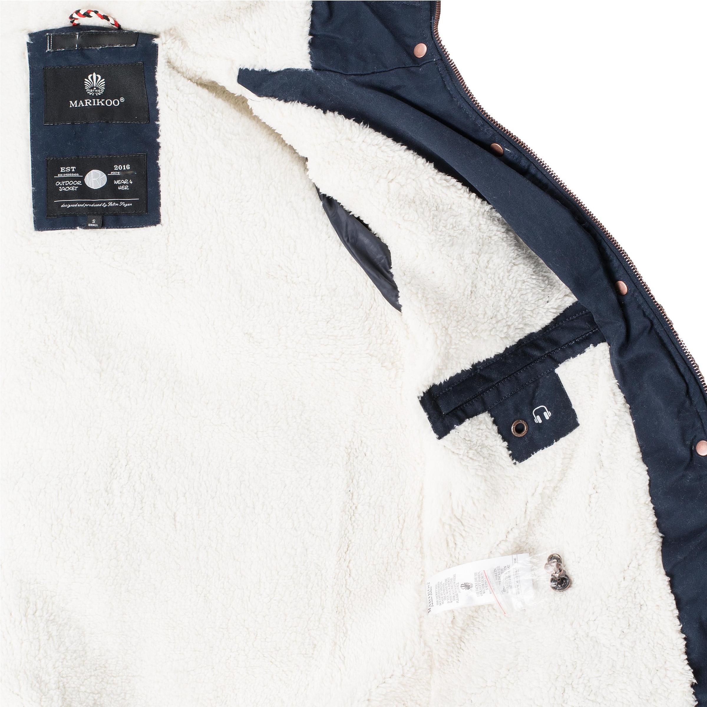 Marikoo Winterjacke »Manolya«, mit Kapuze, stylischer Kurzmantel mit weichem Teddyfell-Futter