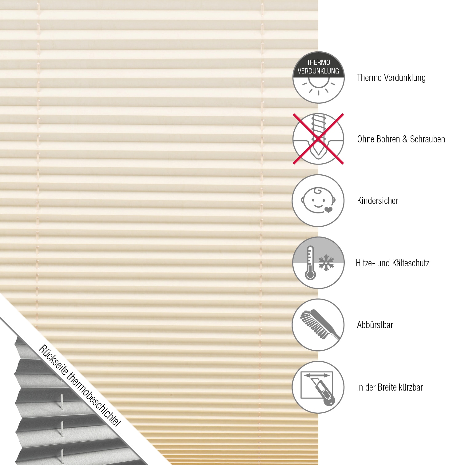 GARDINIA Plissee »Easyfix Thermo-Plissee mit 2 Bedienschienen Energiesparend«, verdunkelnd, energiesparend, ohne Bohren, verspannt, energiesparend, abdunkelnd mit Thermobeschichtung