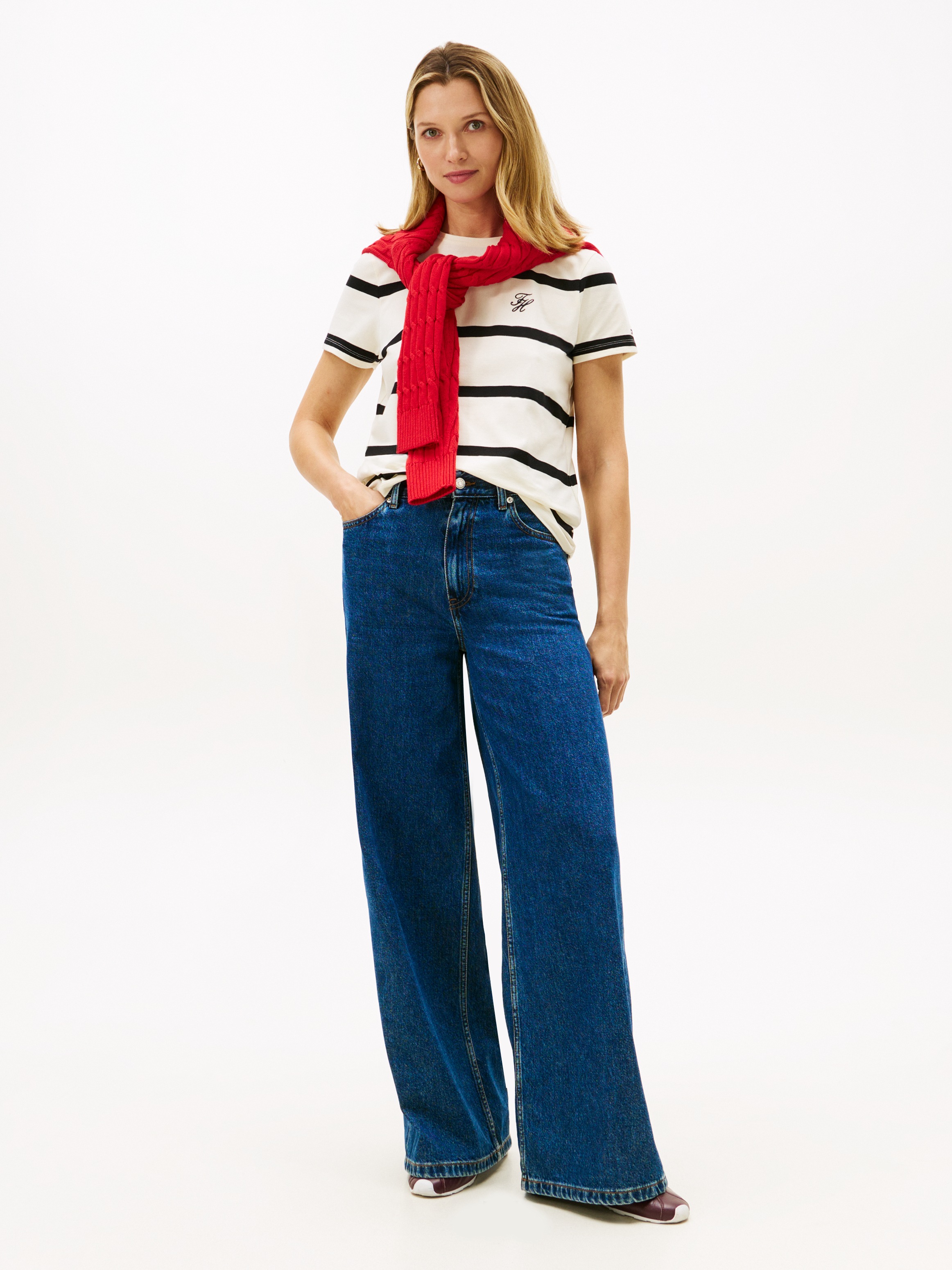 Thumbnail - Tommy Hilfiger Kurzarmshirt "TH SCRIPT REG C-NK SS TEE" Stretch, Baumwollmischung, regular fit