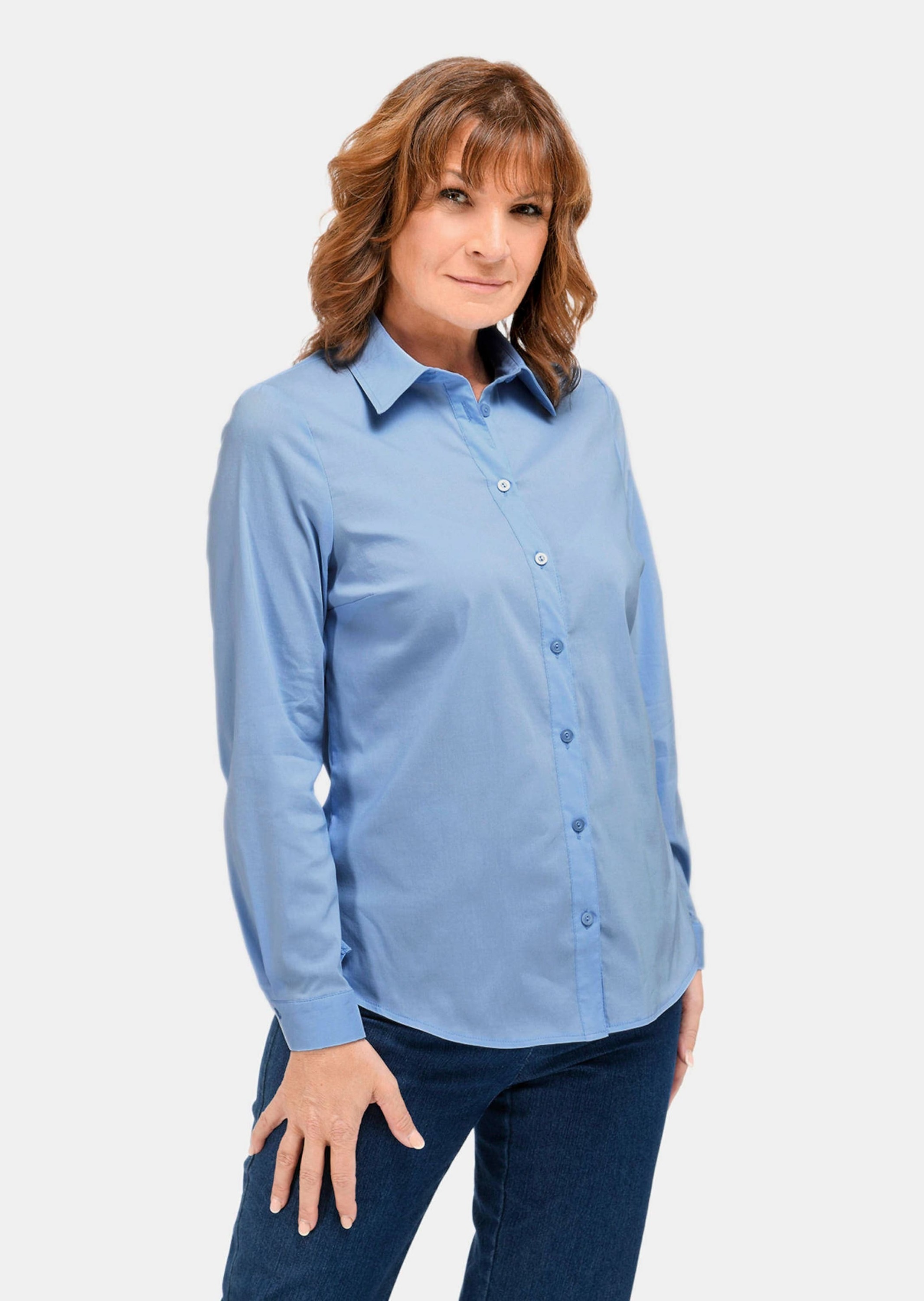 GOLDNER Langarmbluse "Kurzgröße Langarmbluse mit Elasthananteil" Seitenschl günstig online kaufen