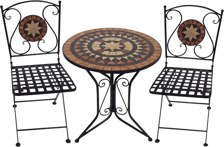 Garden Pleasure Bistro-Set Pular 3-teilg Schwarz-Braun günstig online kaufen