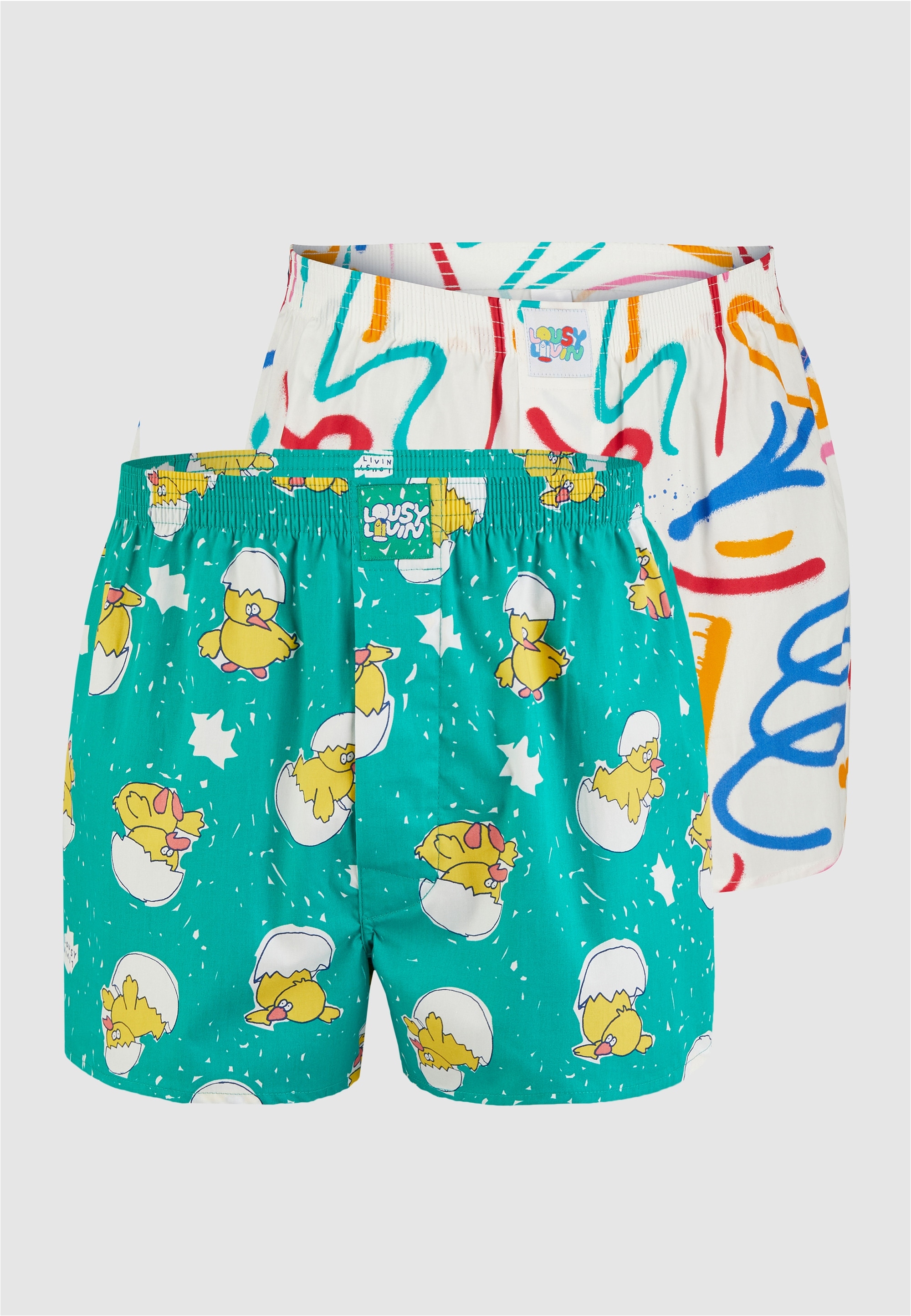 Lousy Livin Boxershorts »Kueken & Lines«, mit buntem Design