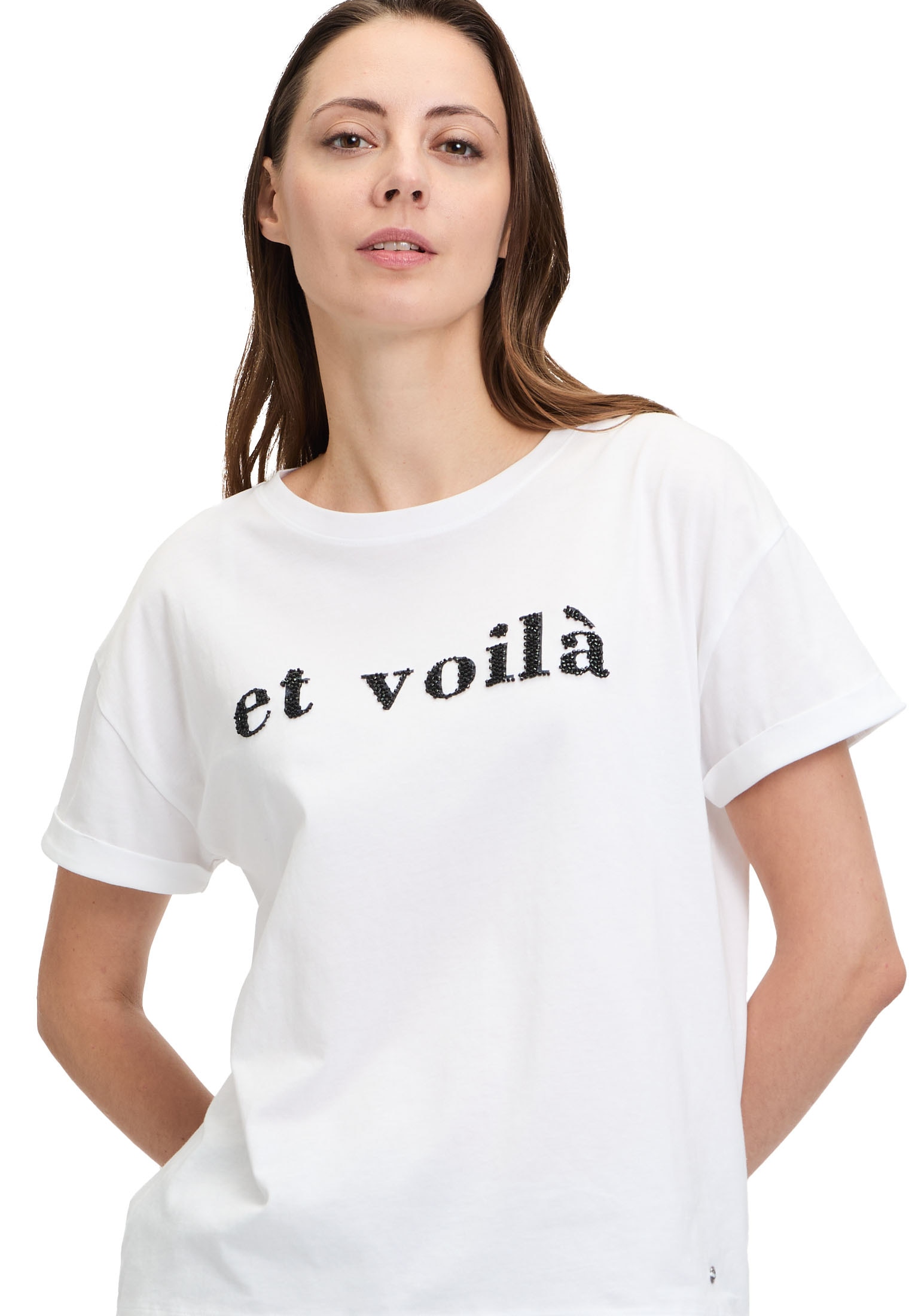 Betty&Co Kurzarmshirt »Betty & Co Casual-Shirt mit Stickerei«, (1 tlg.), Strass