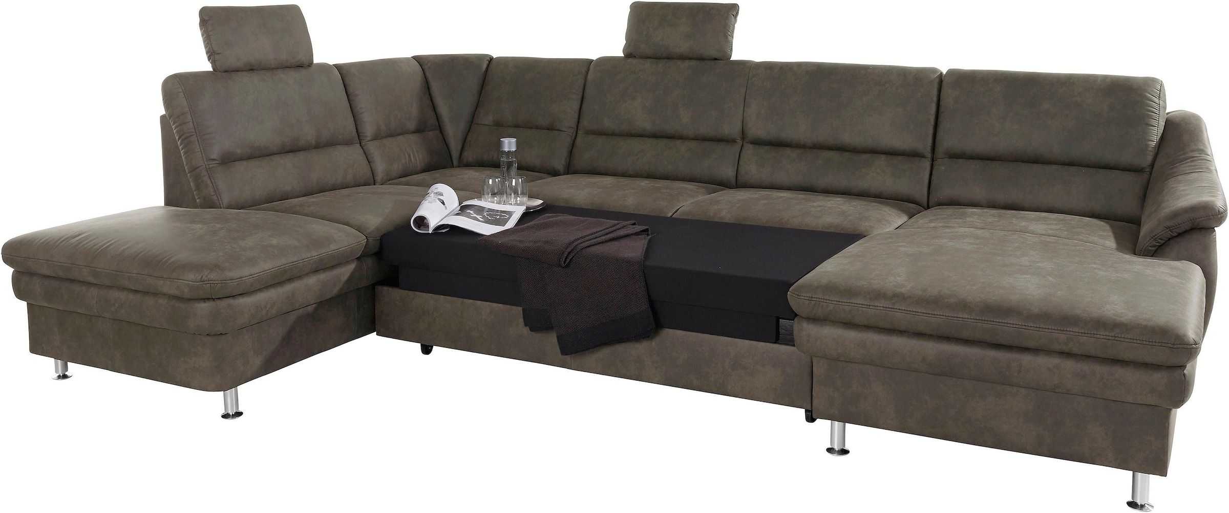 sit&more Wohnlandschaft »Cardoso U-Form«, mit Federkern und Kopfstützen, mit Bettfunktion und Relaxfunktion