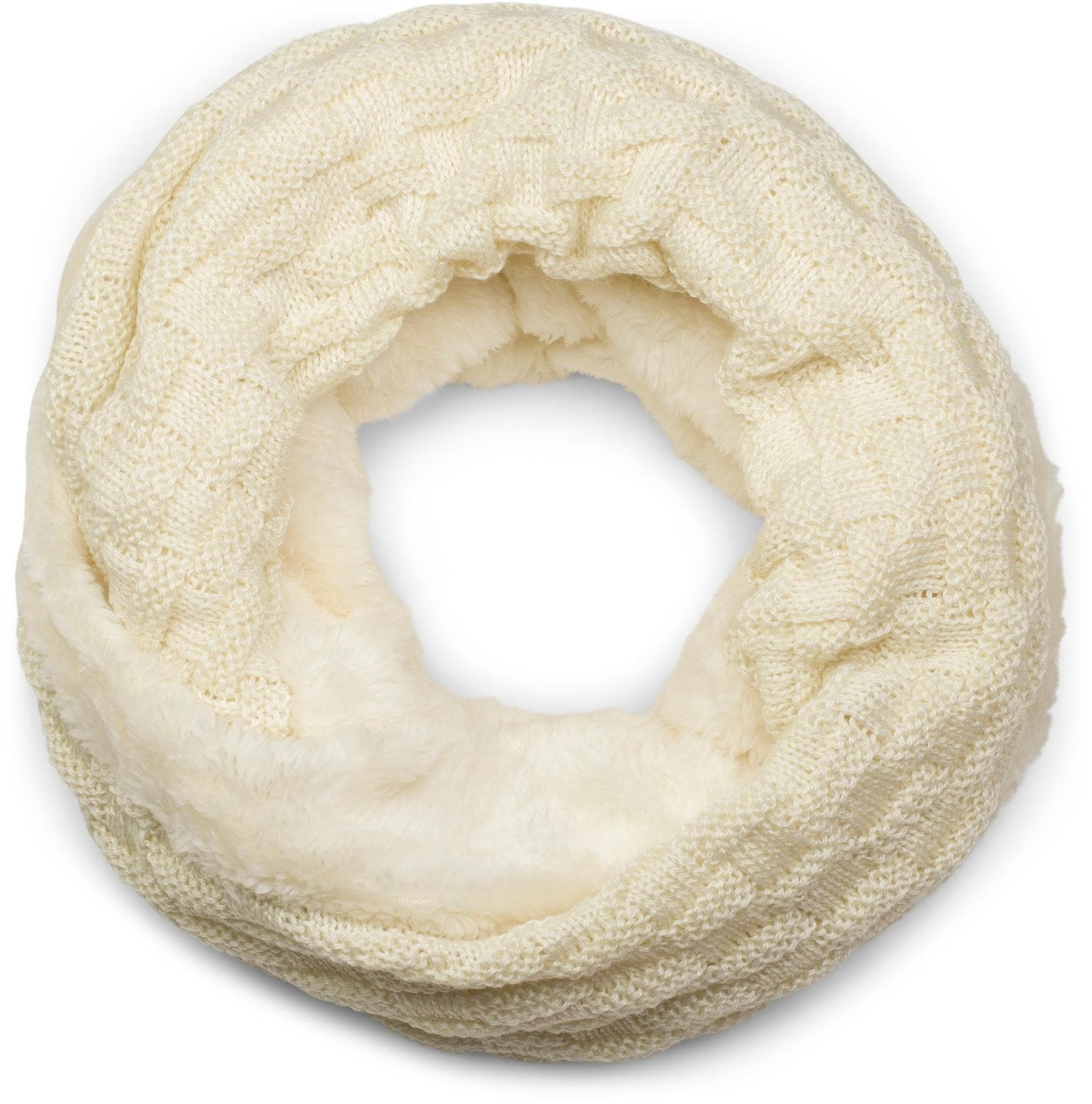 styleBREAKER Strickschal "Feinstrick Loop mit Flecht Muster und Teddyfleece" 1 Stk.