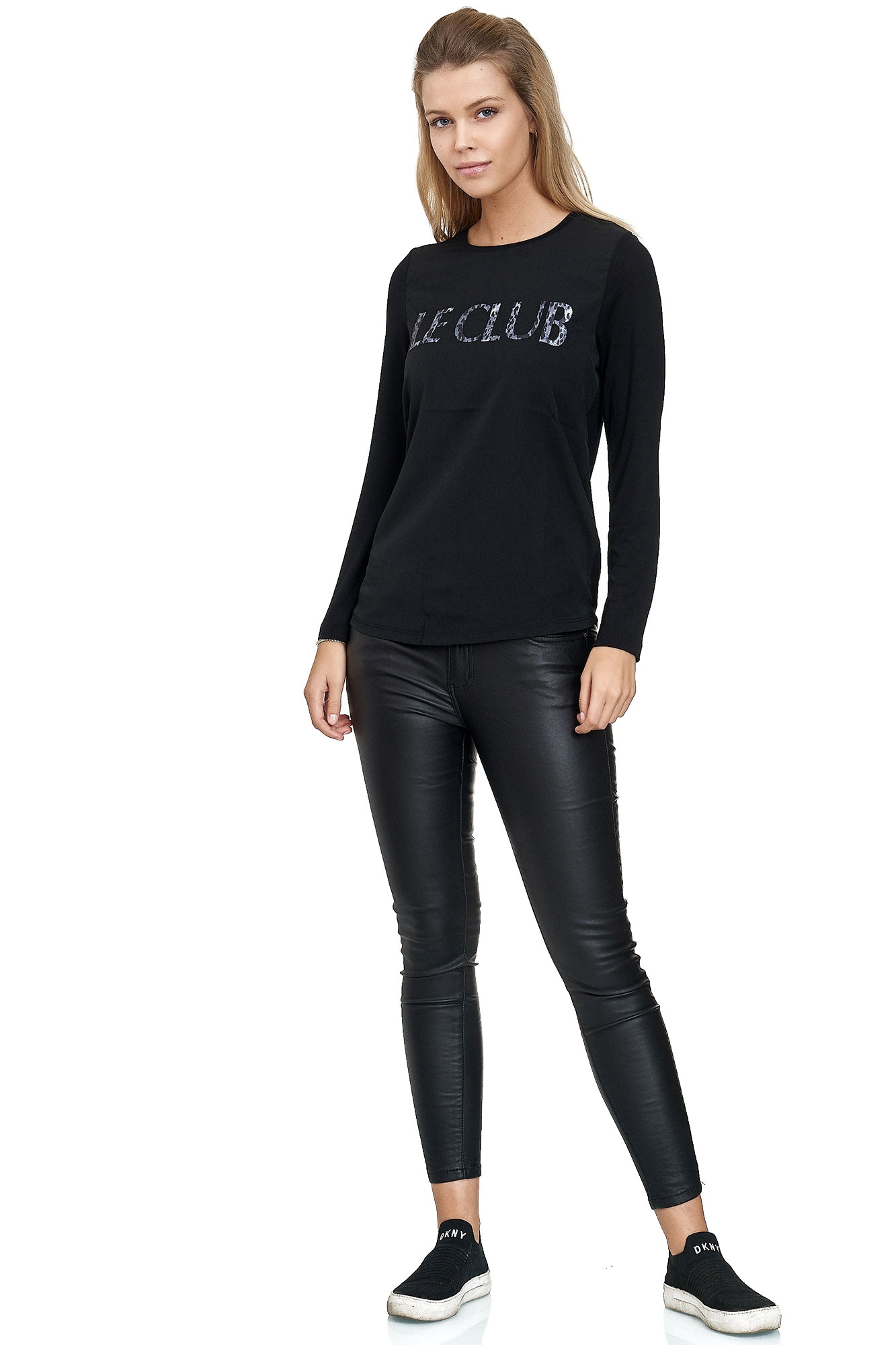 Decay Langarmshirt, mit Le-Club-Aufschrift und Leo-Muster
