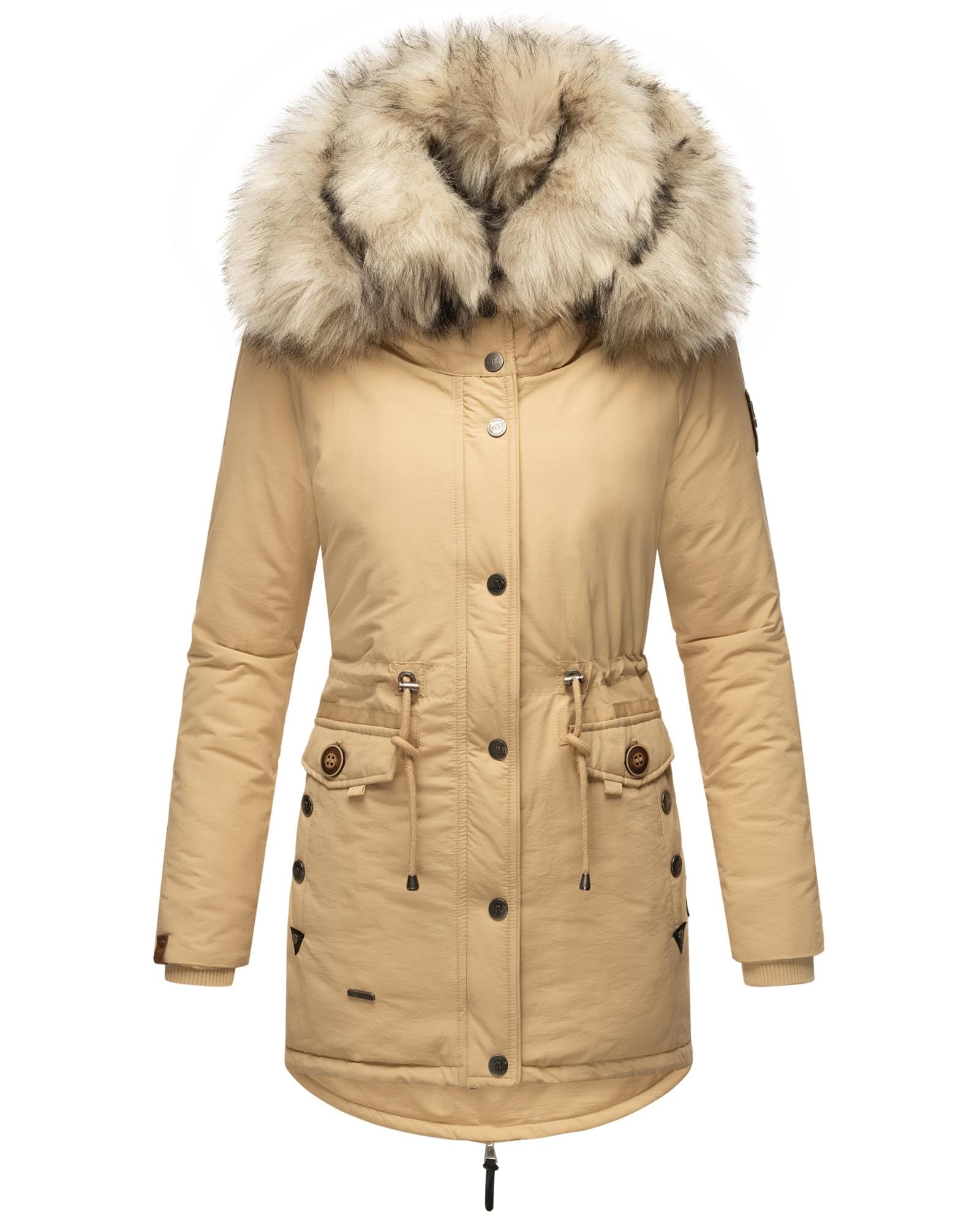 Navahoo Wintermantel »Sweety«, Winterparka mit 2 Kunstpelz-Kapuzen