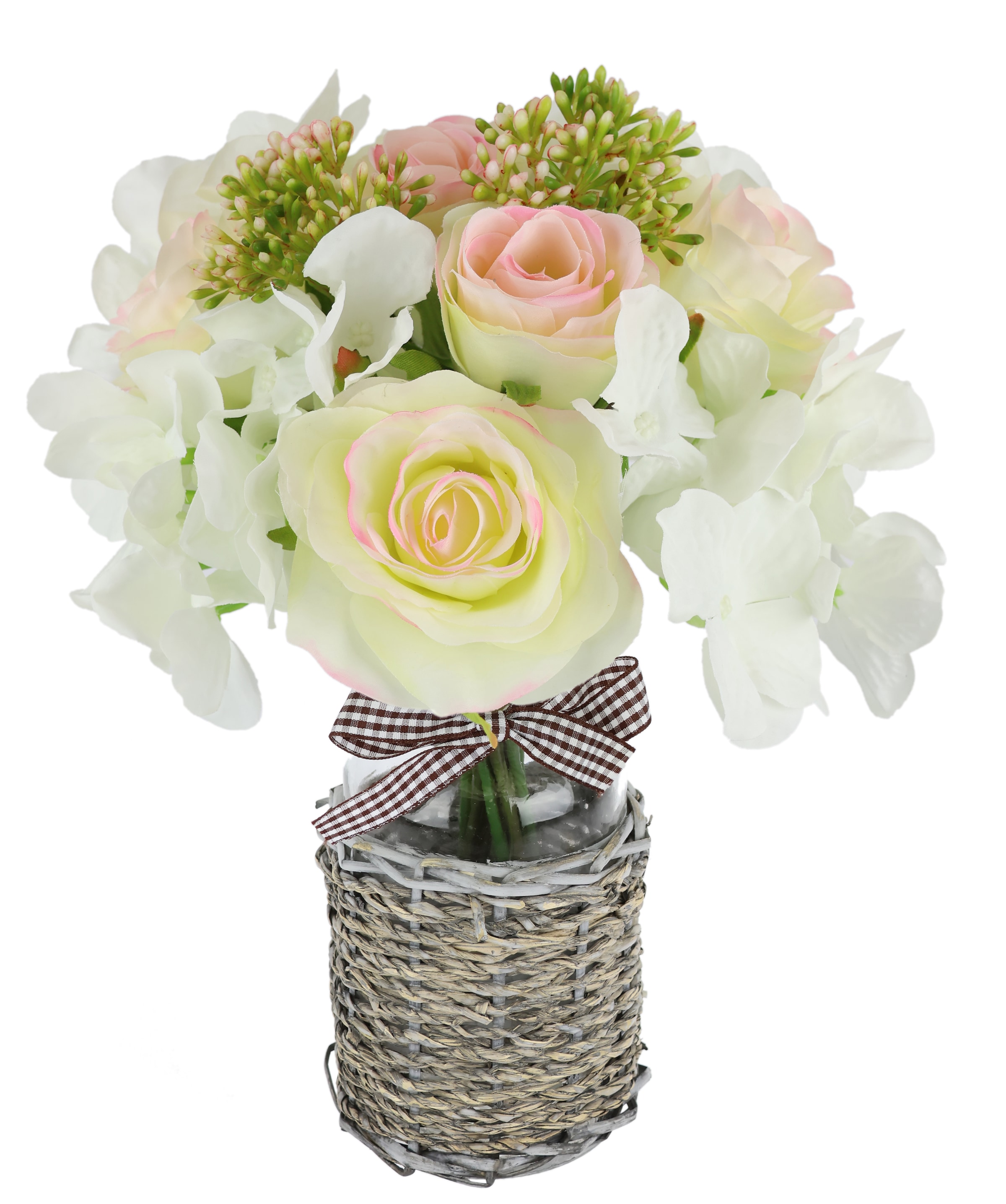 I.GE.A. Kunstblume "Bouquet Rosen Hortensie in Vase", Rosenstrauß Rose Blum günstig online kaufen