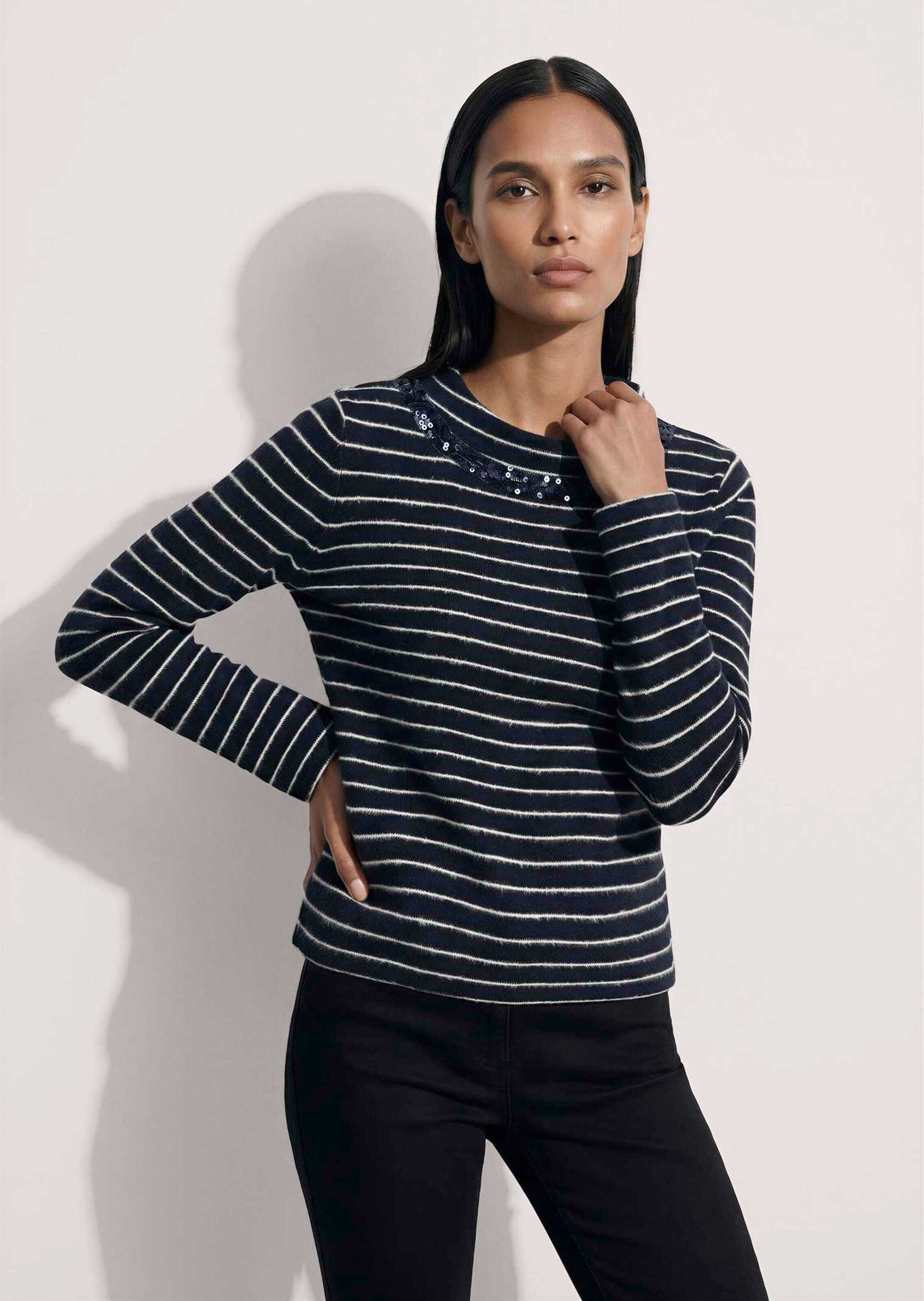 MADELEINE Langarmshirt »Shirt Ringelshirt mit Paillettenband«