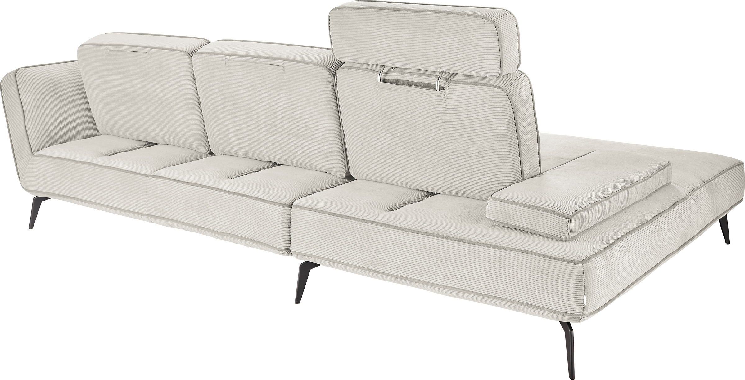 set one by Musterring Ecksofa »SO 4500, Füße schwarz matt, inkl Schwenkrückenfunktion, Cord, L-Form«, wahlweise mit Kopfstütze/Armteilverstellung/Rückenneigung