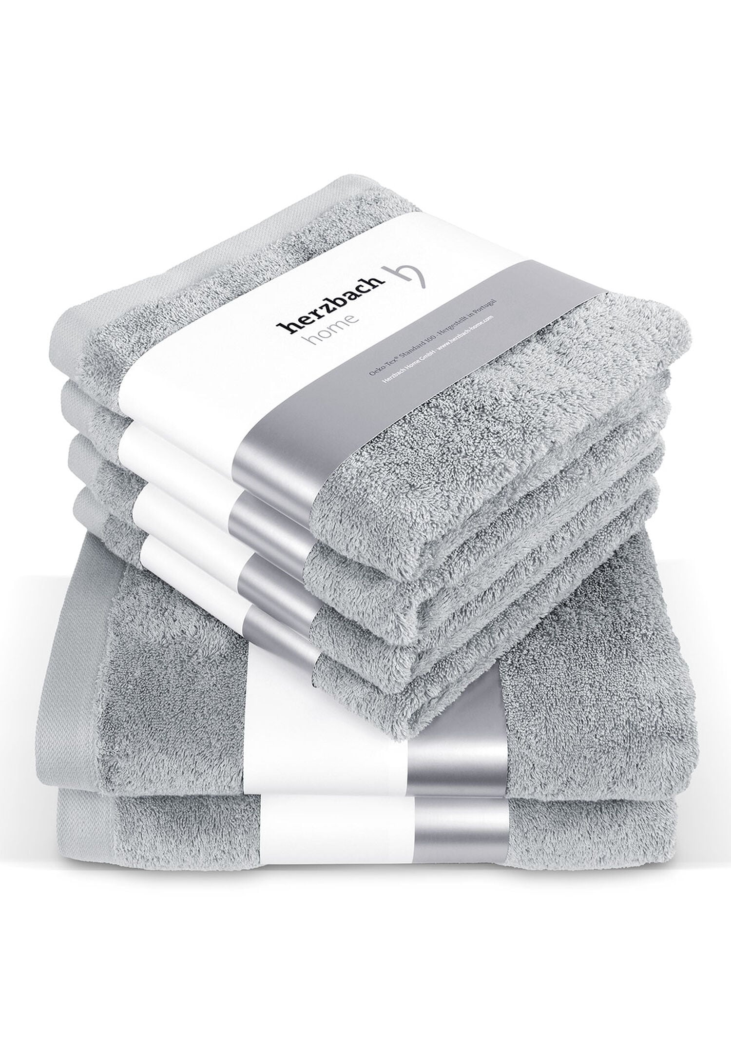 herzbach home Handtuch Set "Pura" 6 Jersey 6er Set, 550g/m², Premium-Qualität, 100% Baumwolle, einfarbig