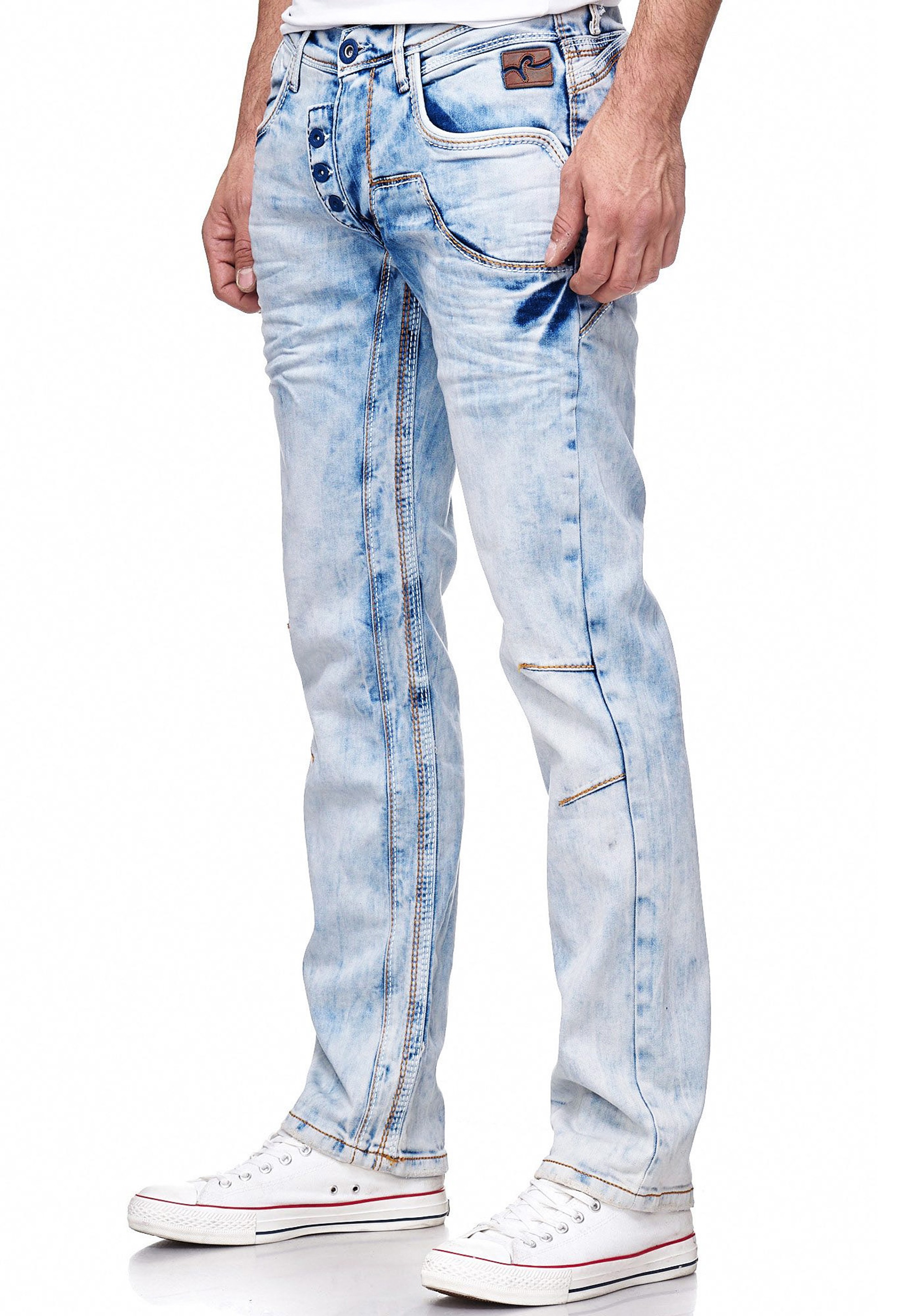 Rusty Neal Straight-Jeans, im außergewöhnlichen Design