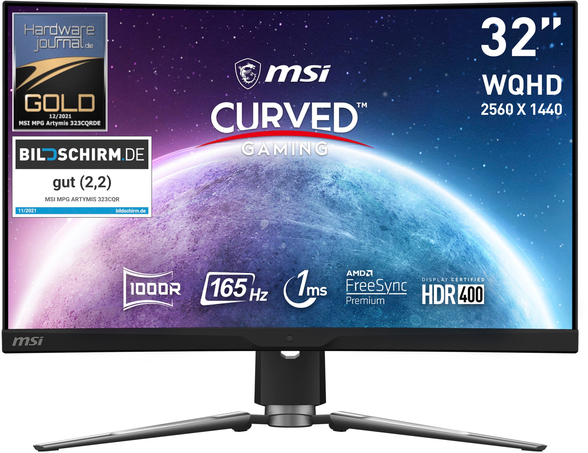 MSI Curved-Gaming-Monitor »MPG ARTYMIS 323CQR«, 80 cm/31,5 Zoll, 2560 x 1440 px, WQHD, 1 ms Reaktionszeit, 165 Hz