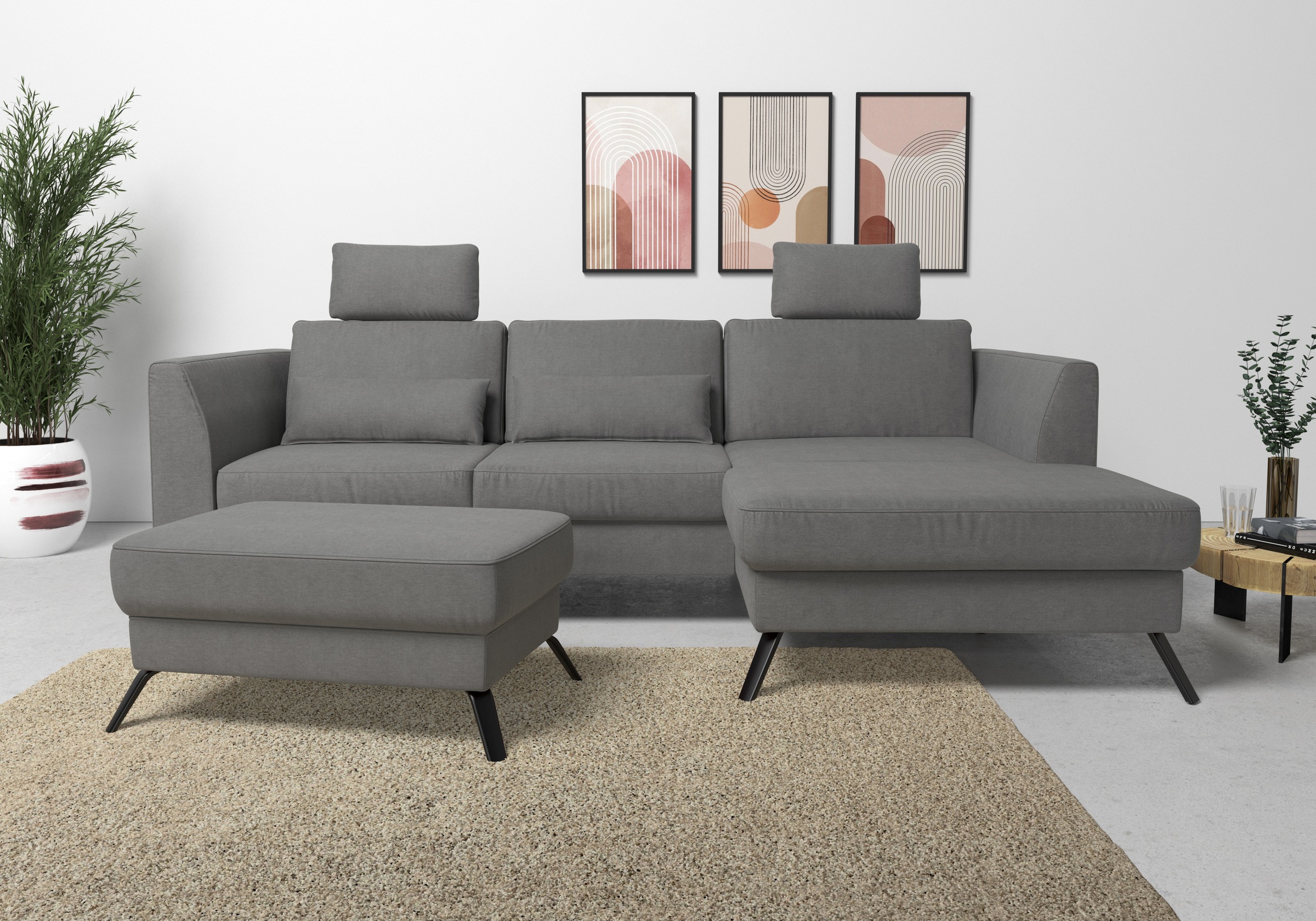 sit&more Ecksofa "Olsen L-Form" inklusive Sitztiefenverstellung, optional Schlaffunktion, 15cm hoch