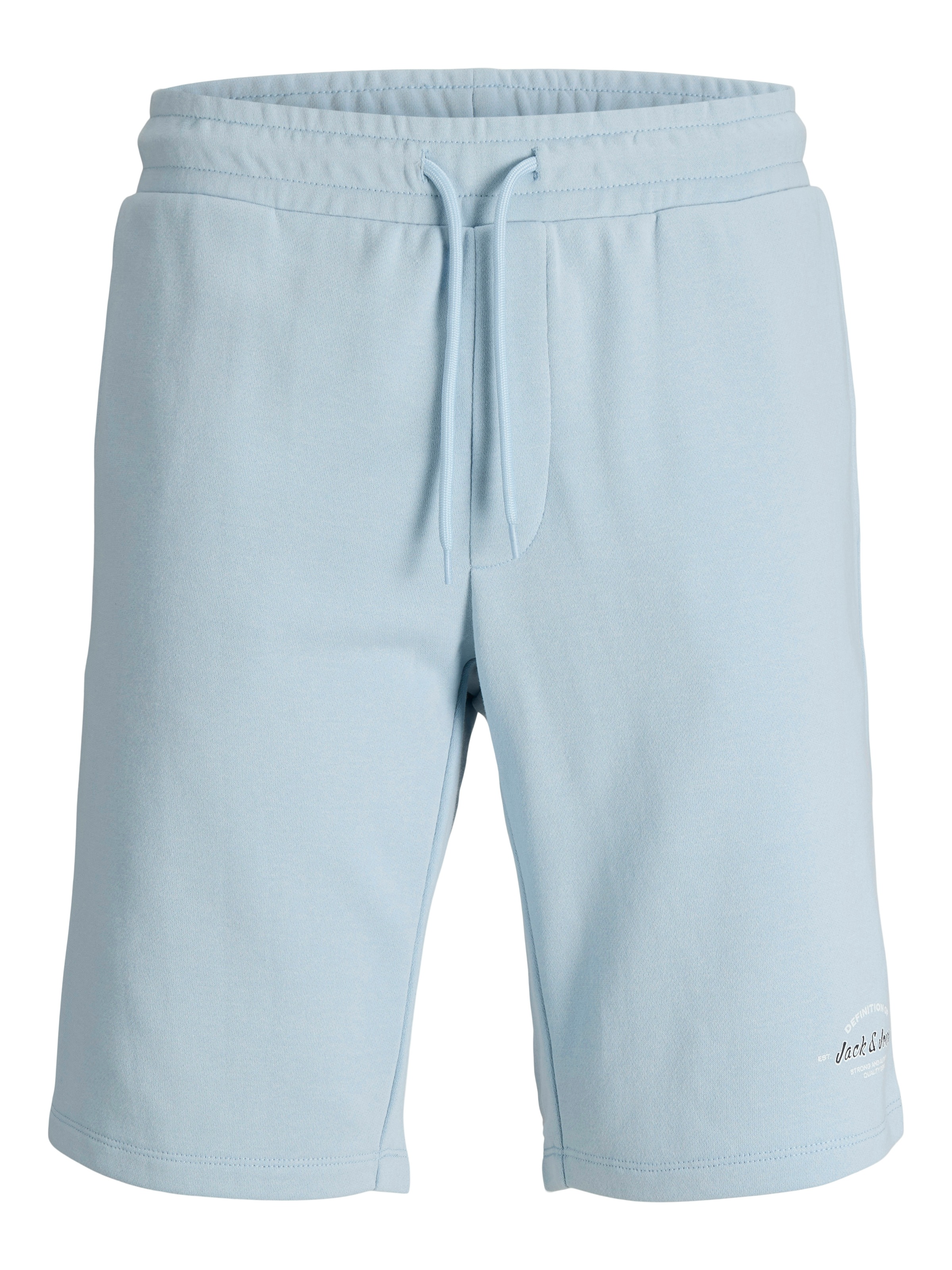 Jogger Pants JACK & JONES "JPSTGORDON BRANDON SWEAT SHORTS", Damen, Gr. XL, N-Gr, celestial blau, Web, Obermaterial: 65% Polyester, 35% Baumwolle, unifarben, regular fit, Hosen