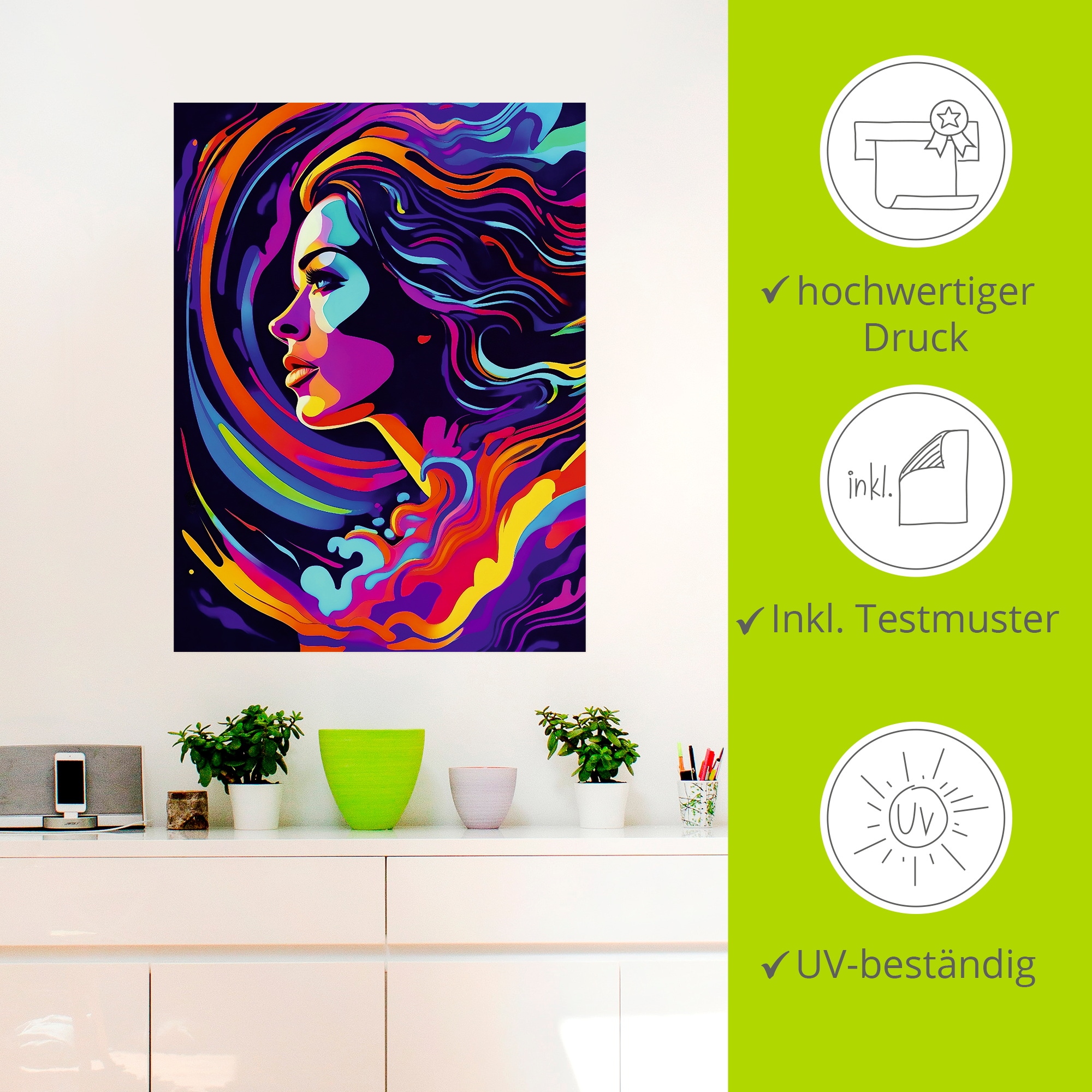 Artland Wandbild »Frau in bunten Farben« Bilder von Frauen 1 Stk. tlg. als Alubild, Leinwandbild, Poster, Wandaufkleber in verschied. Größen