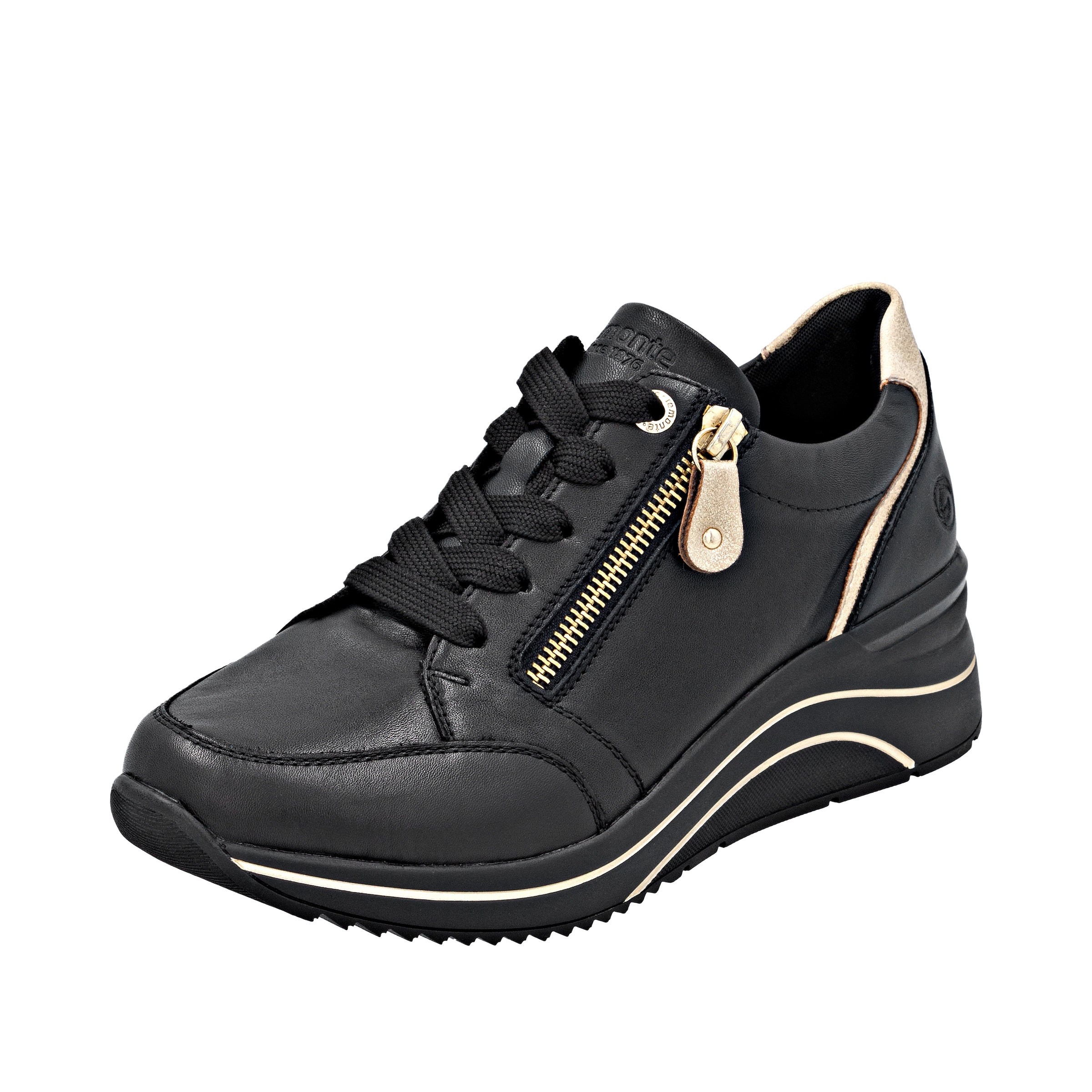 Remonte Keilsneaker, Freizeitschuh, Halbschuh, Schnürschuh mit goldfarbenem günstig online kaufen