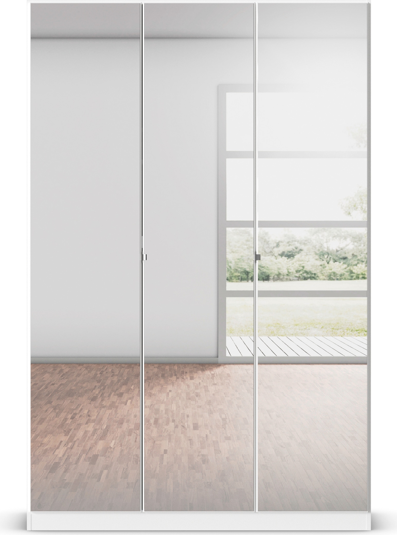 rauch Drehtürenschrank »Reflect«, mit Spiegelfront, inkl. praktischer Inneneinteilung und Stoffboxen-Set