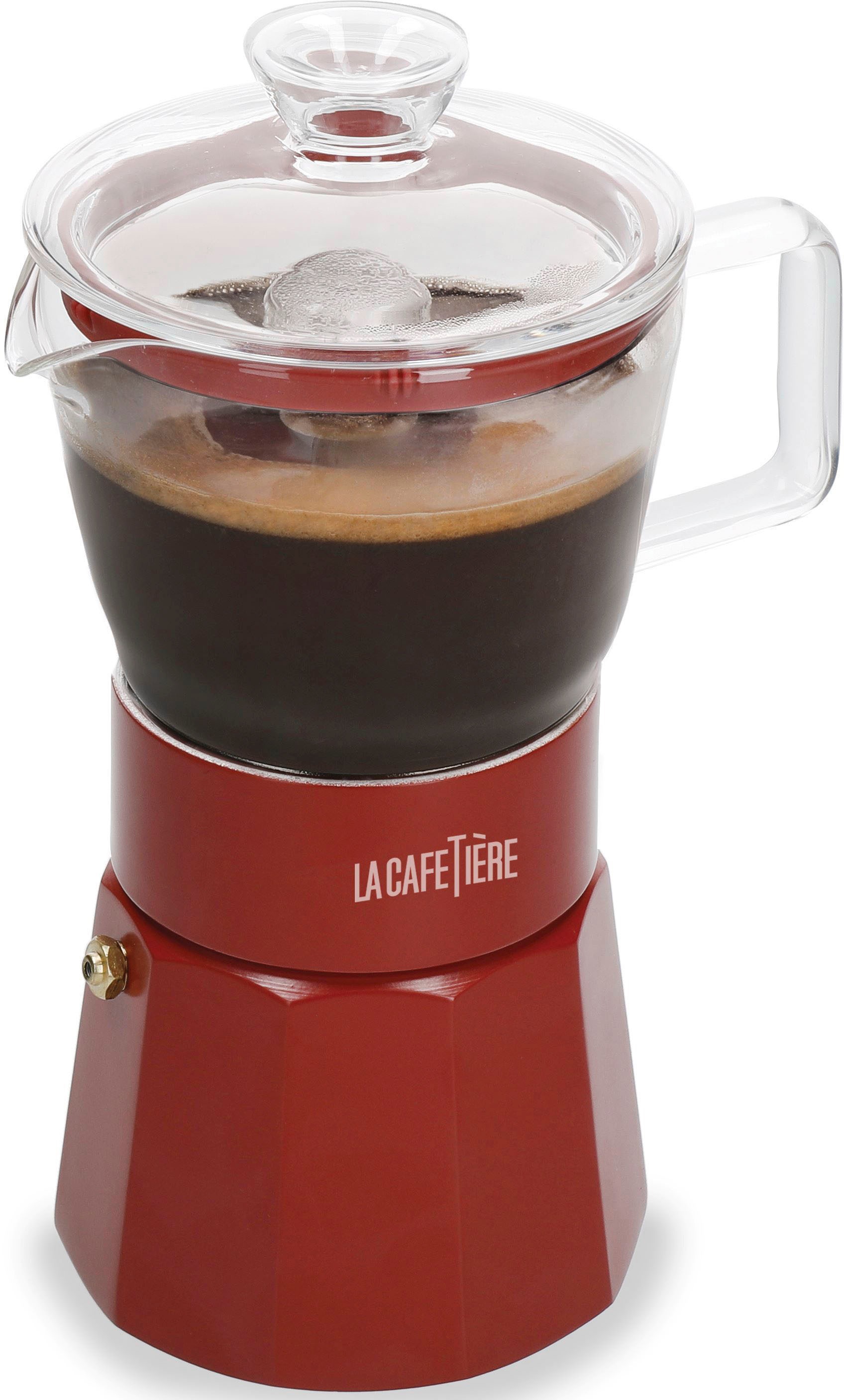 La Cafetiere Glass 6 Cup Espresso Maker Red