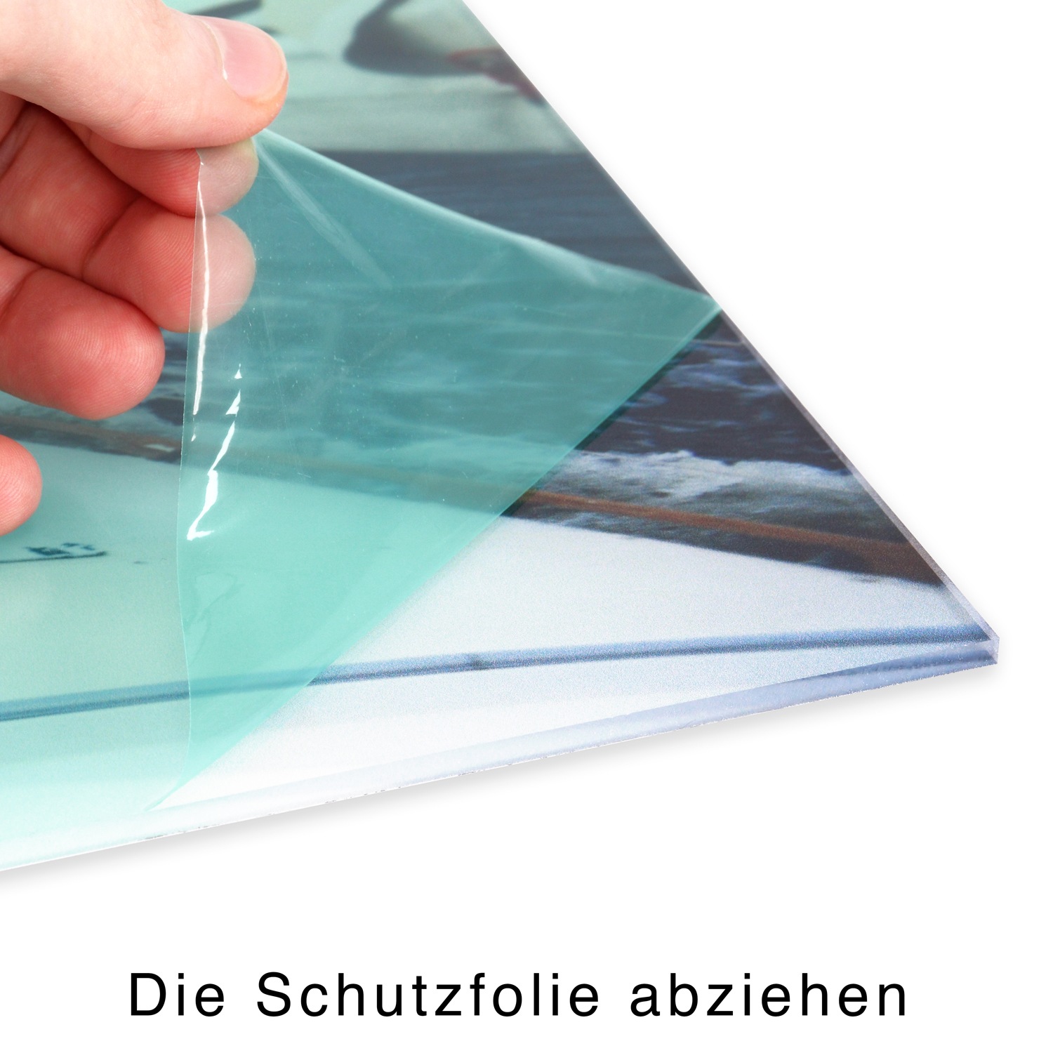 Thumbnail - queence Acrylglasbild "Schriftzug mit Blüte in Türkis" Blumen Blumenbilder Formen Kunst Schriftzug 1 Stk. tlg. Kunst...