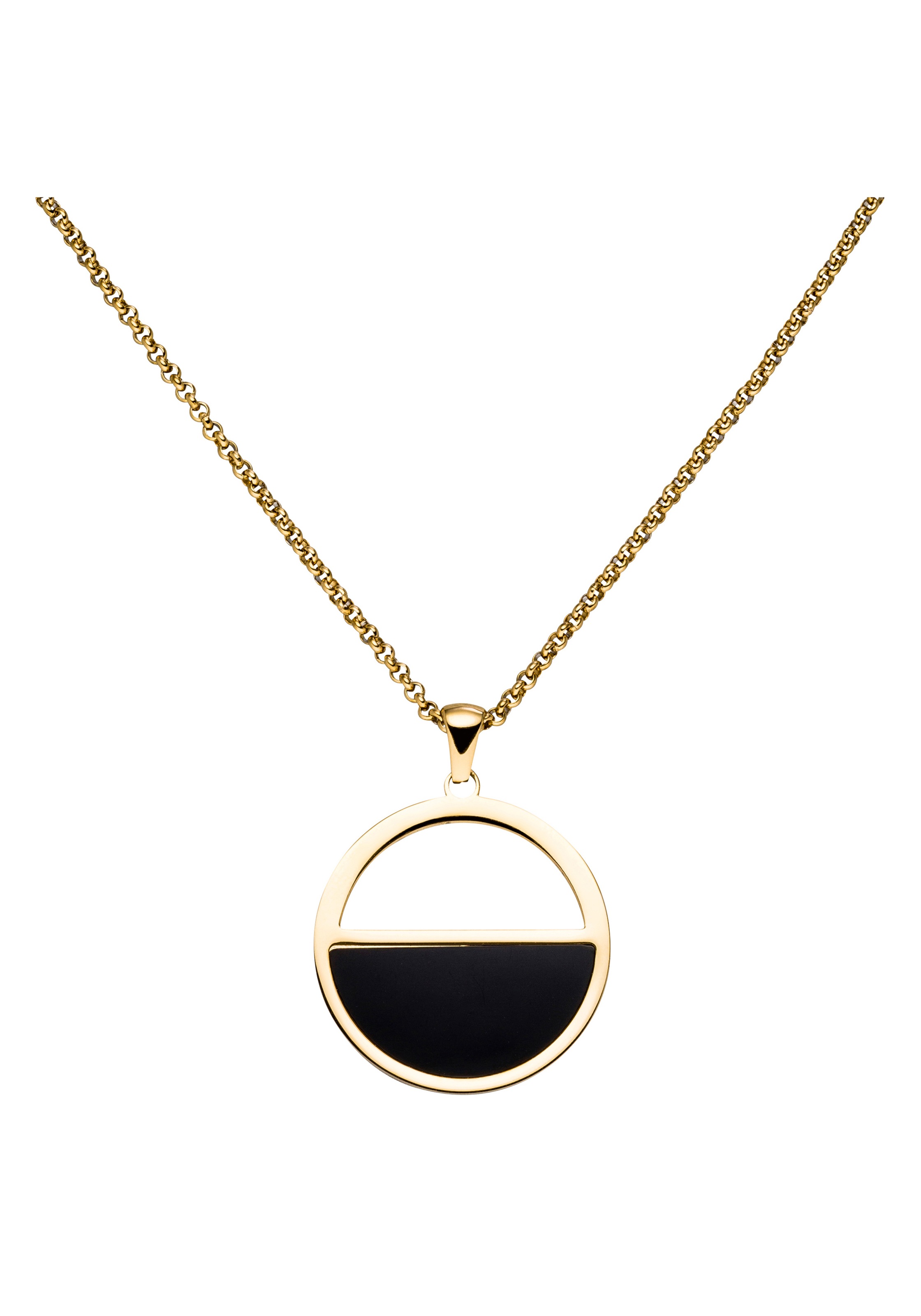 JOBO Kette mit Anhänger, Edelstahl goldfarben beschichtet 45,5 cm