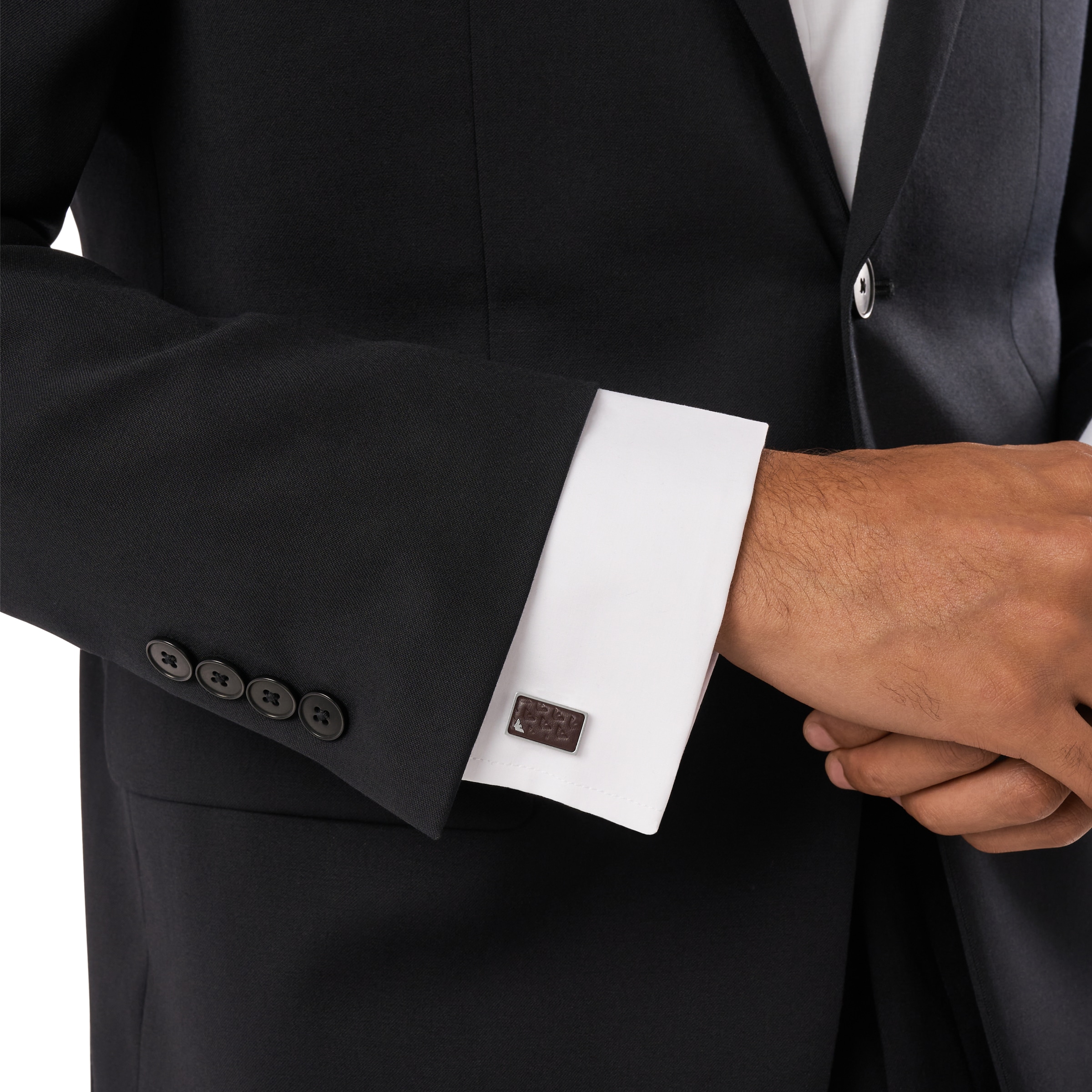 Emporio Armani Manschettenknöpfe »Schmuck Geschenk Edelstahl Leder EAGLE LOGO«